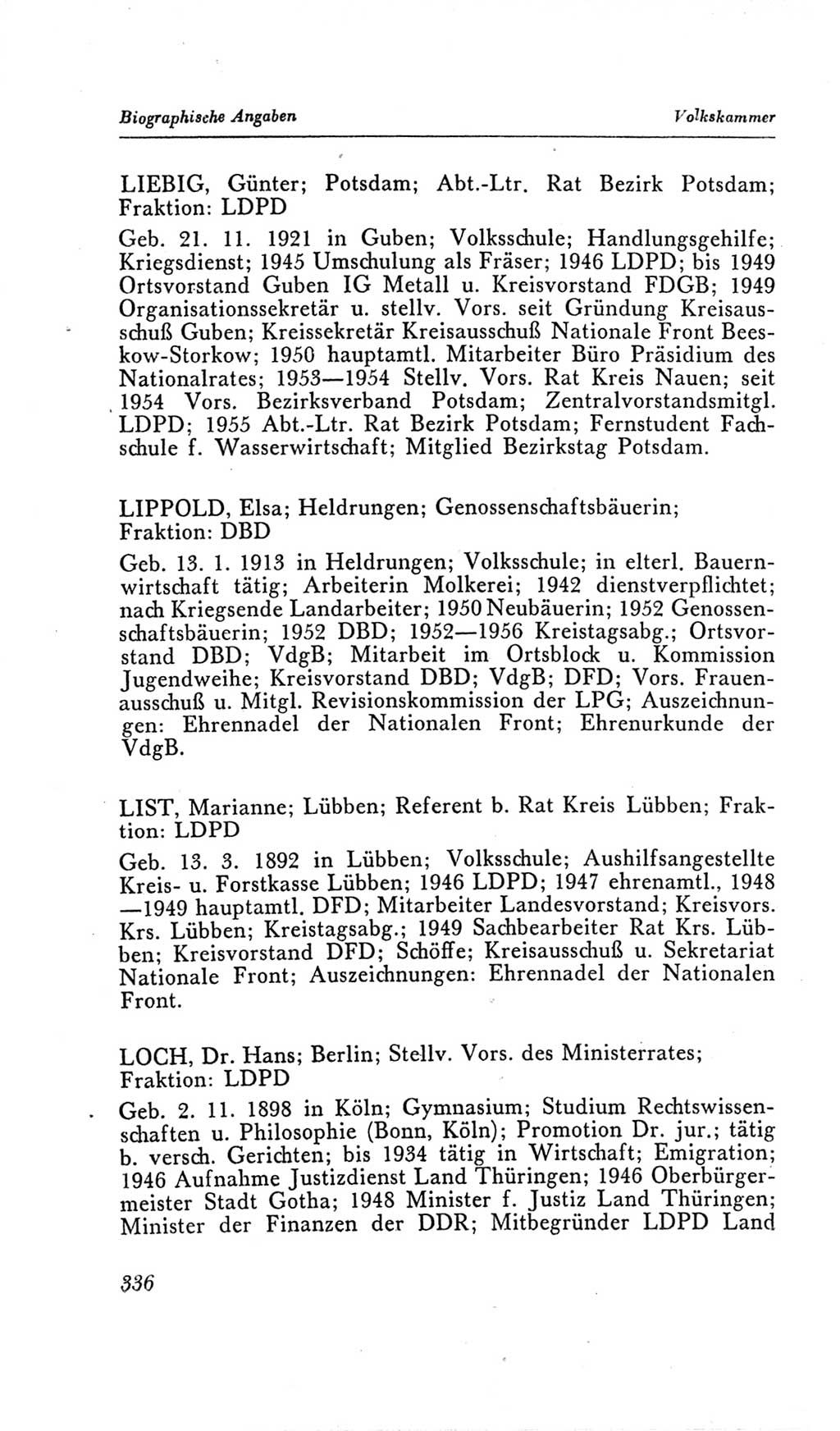 Handbuch der Volkskammer (VK) der Deutschen Demokratischen Republik (DDR), 2. Wahlperiode 1954-1958, Seite 336 (Hdb. VK. DDR, 2. WP. 1954-1958, S. 336)