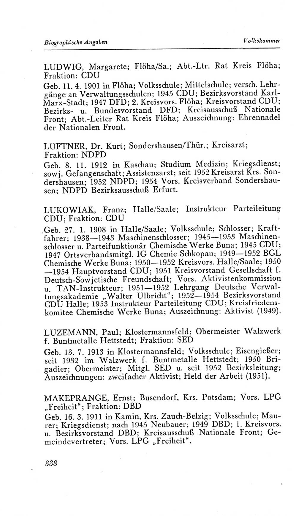 Handbuch der Volkskammer (VK) der Deutschen Demokratischen Republik (DDR), 2. Wahlperiode 1954-1958, Seite 338 (Hdb. VK. DDR, 2. WP. 1954-1958, S. 338)