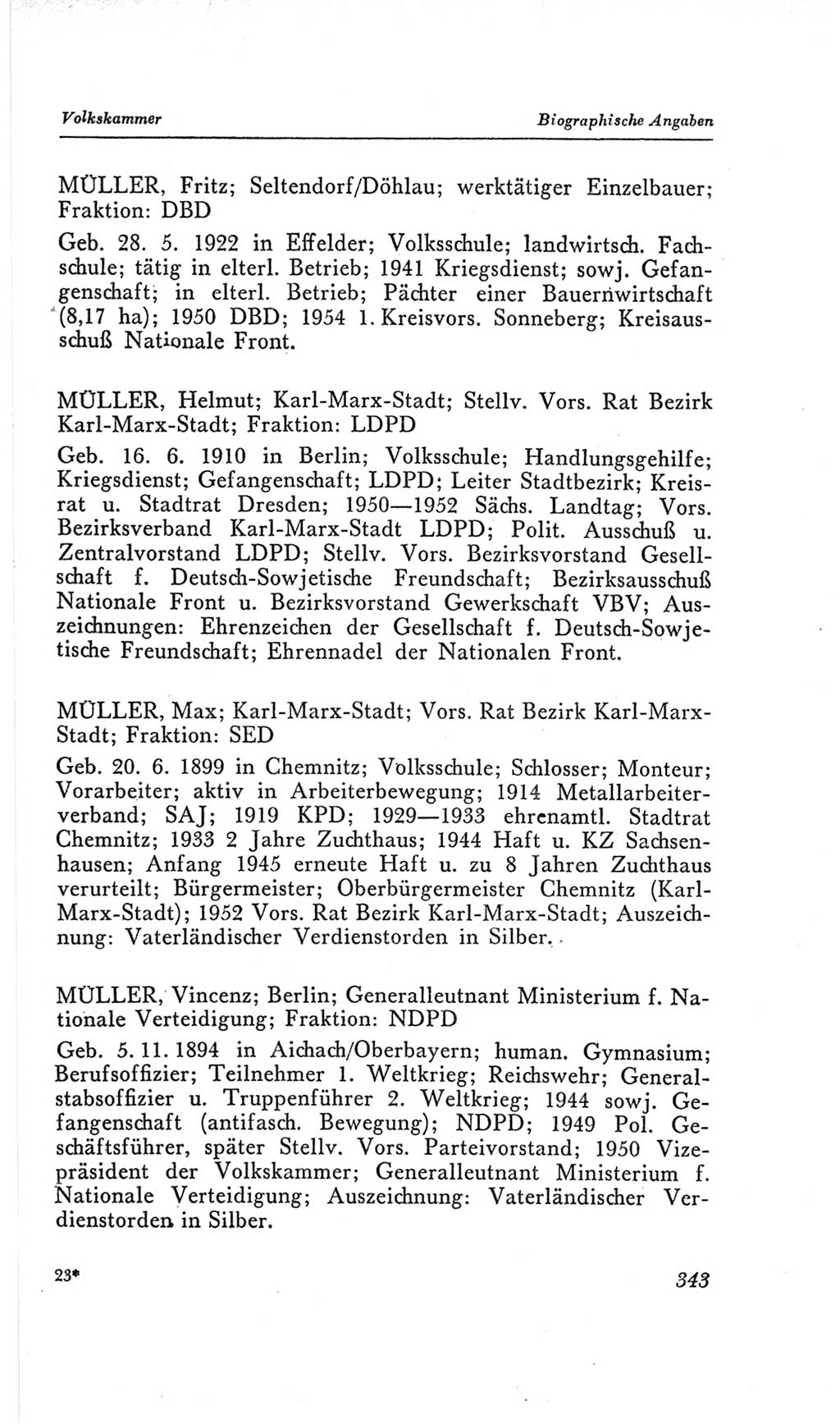 Handbuch der Volkskammer (VK) der Deutschen Demokratischen Republik (DDR), 2. Wahlperiode 1954-1958, Seite 343 (Hdb. VK. DDR, 2. WP. 1954-1958, S. 343)