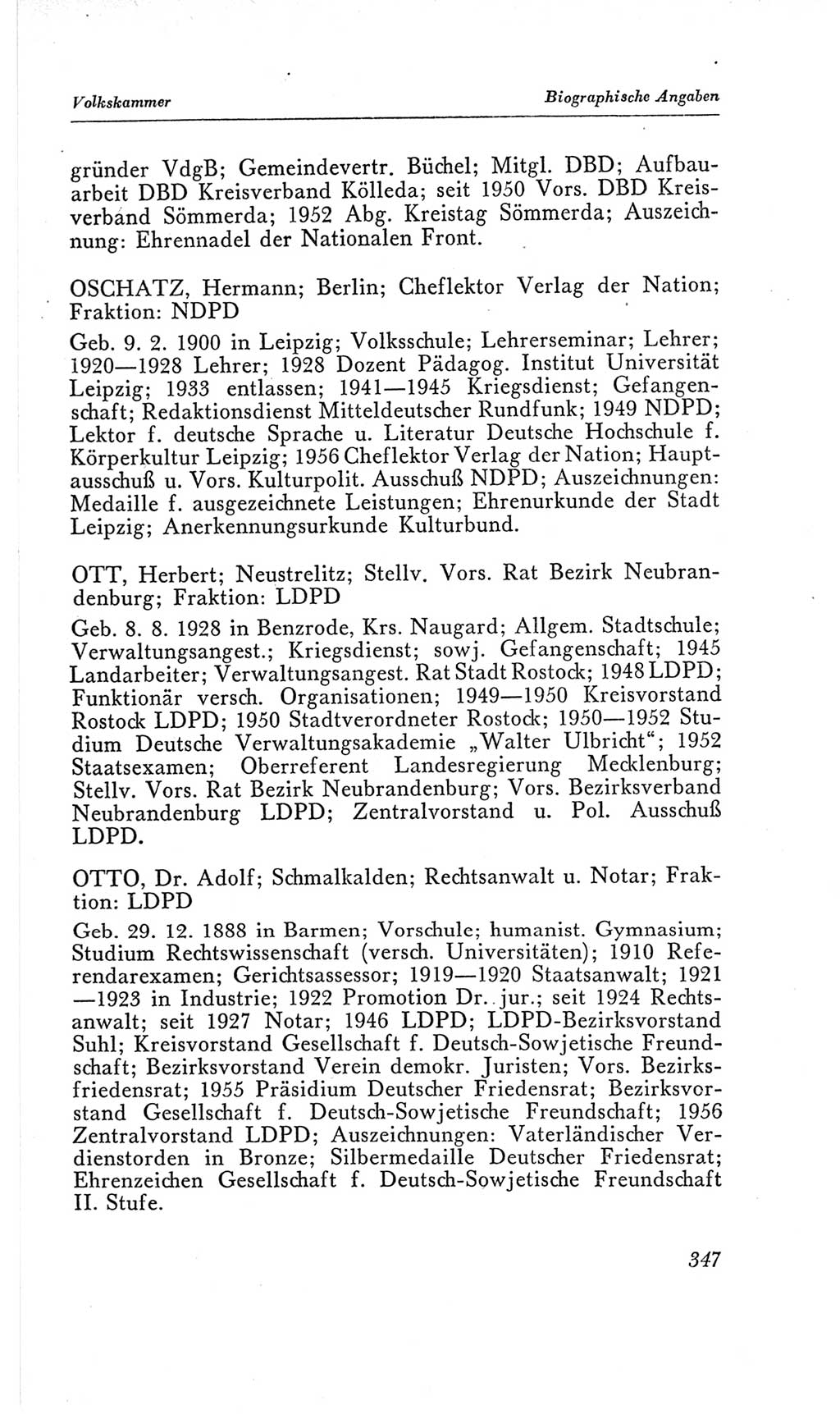 Handbuch der Volkskammer (VK) der Deutschen Demokratischen Republik (DDR), 2. Wahlperiode 1954-1958, Seite 347 (Hdb. VK. DDR, 2. WP. 1954-1958, S. 347)