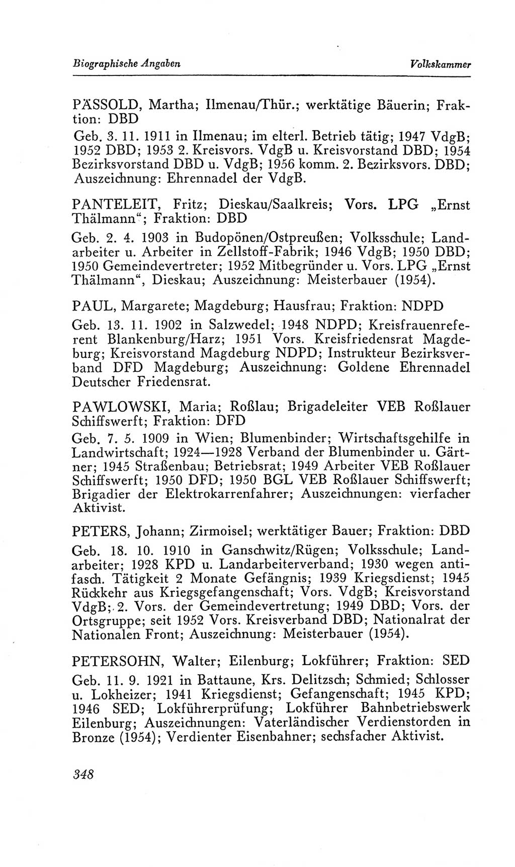 Handbuch der Volkskammer (VK) der Deutschen Demokratischen Republik (DDR), 2. Wahlperiode 1954-1958, Seite 348 (Hdb. VK. DDR, 2. WP. 1954-1958, S. 348)