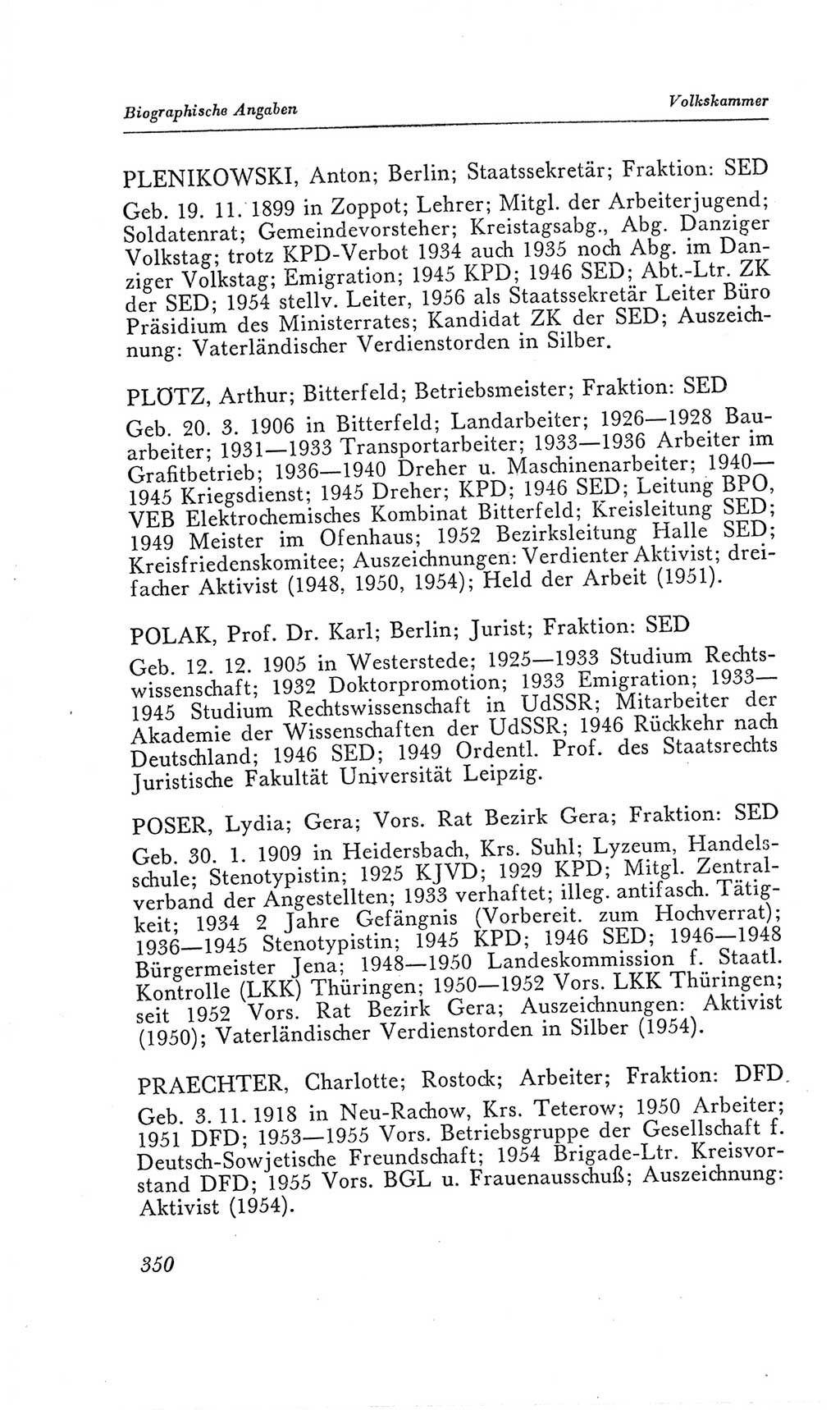 Handbuch der Volkskammer (VK) der Deutschen Demokratischen Republik (DDR), 2. Wahlperiode 1954-1958, Seite 350 (Hdb. VK. DDR, 2. WP. 1954-1958, S. 350)