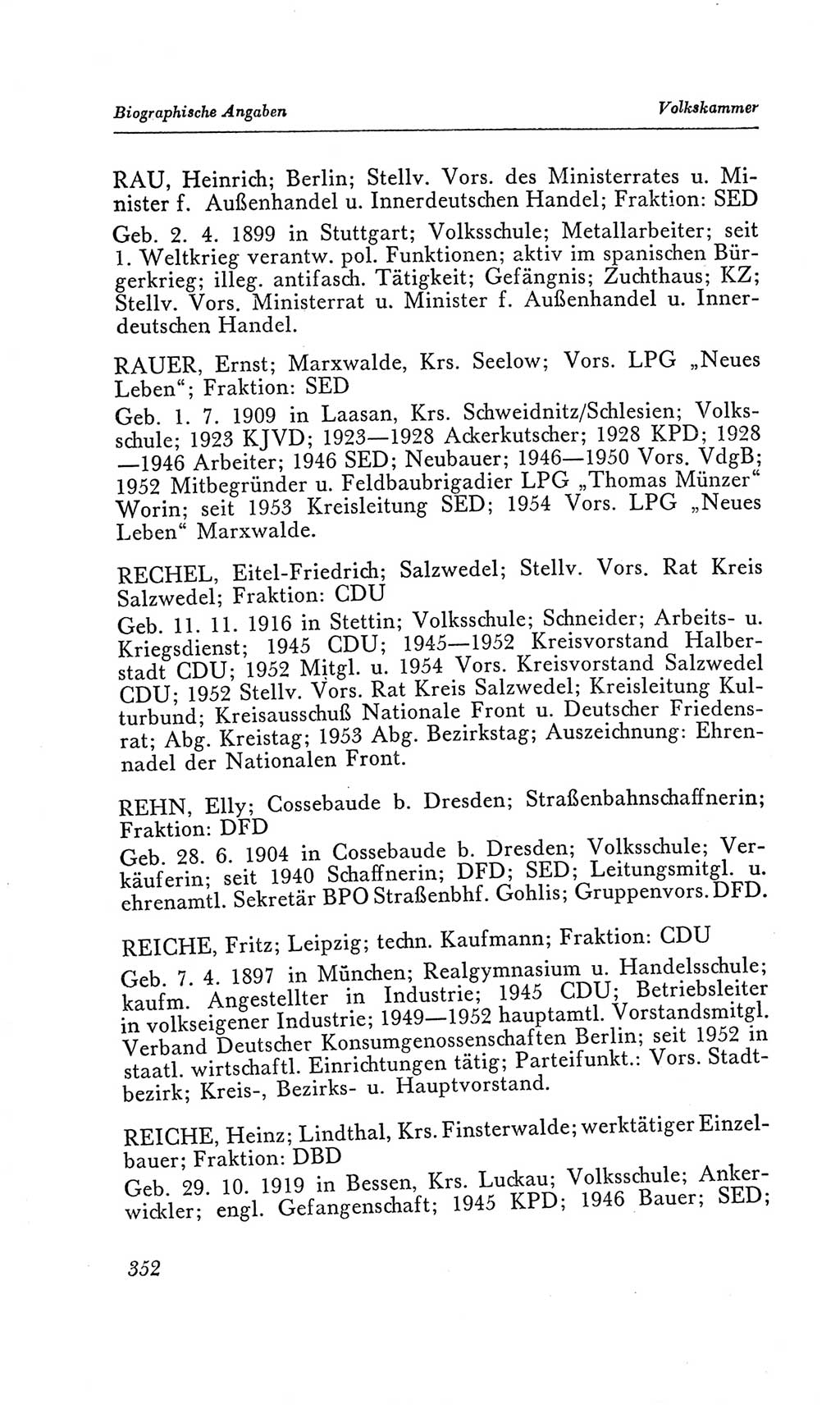 Handbuch der Volkskammer (VK) der Deutschen Demokratischen Republik (DDR), 2. Wahlperiode 1954-1958, Seite 352 (Hdb. VK. DDR, 2. WP. 1954-1958, S. 352)