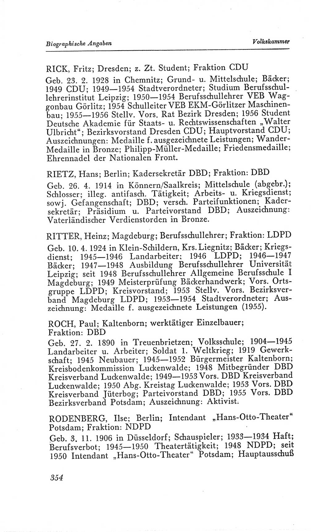 Handbuch der Volkskammer (VK) der Deutschen Demokratischen Republik (DDR), 2. Wahlperiode 1954-1958, Seite 354 (Hdb. VK. DDR, 2. WP. 1954-1958, S. 354)