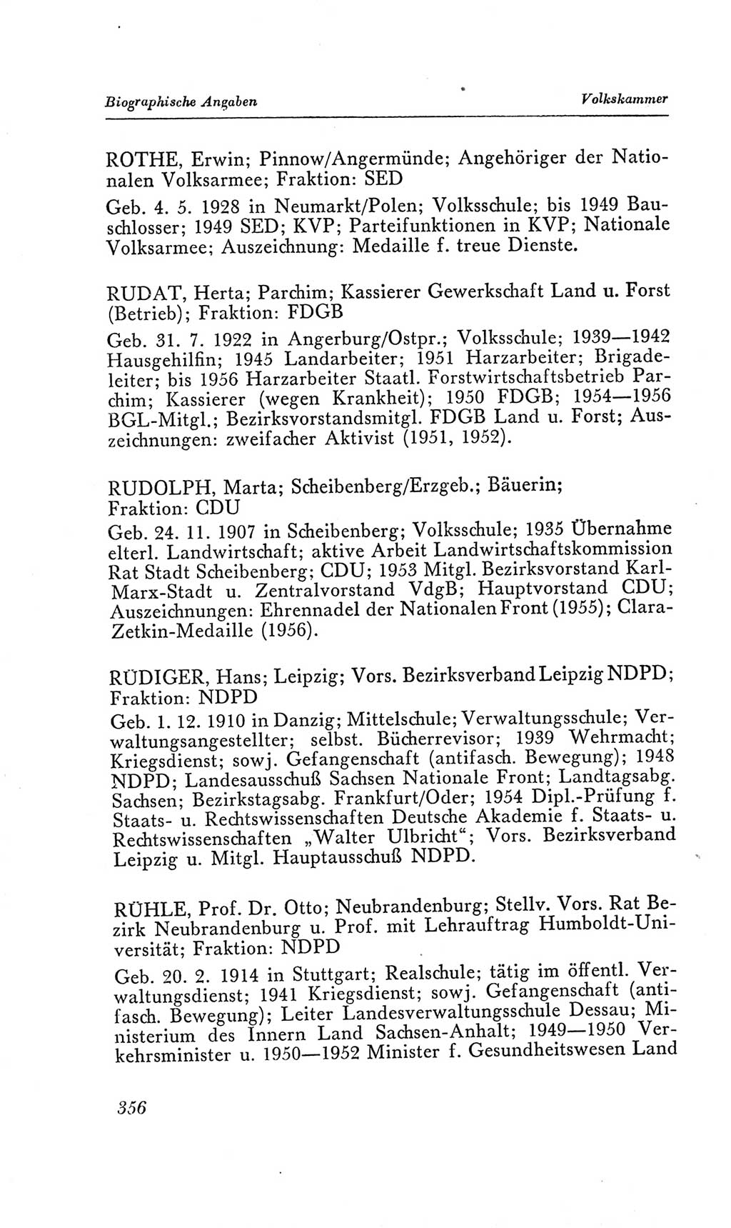 Handbuch der Volkskammer (VK) der Deutschen Demokratischen Republik (DDR), 2. Wahlperiode 1954-1958, Seite 356 (Hdb. VK. DDR, 2. WP. 1954-1958, S. 356)
