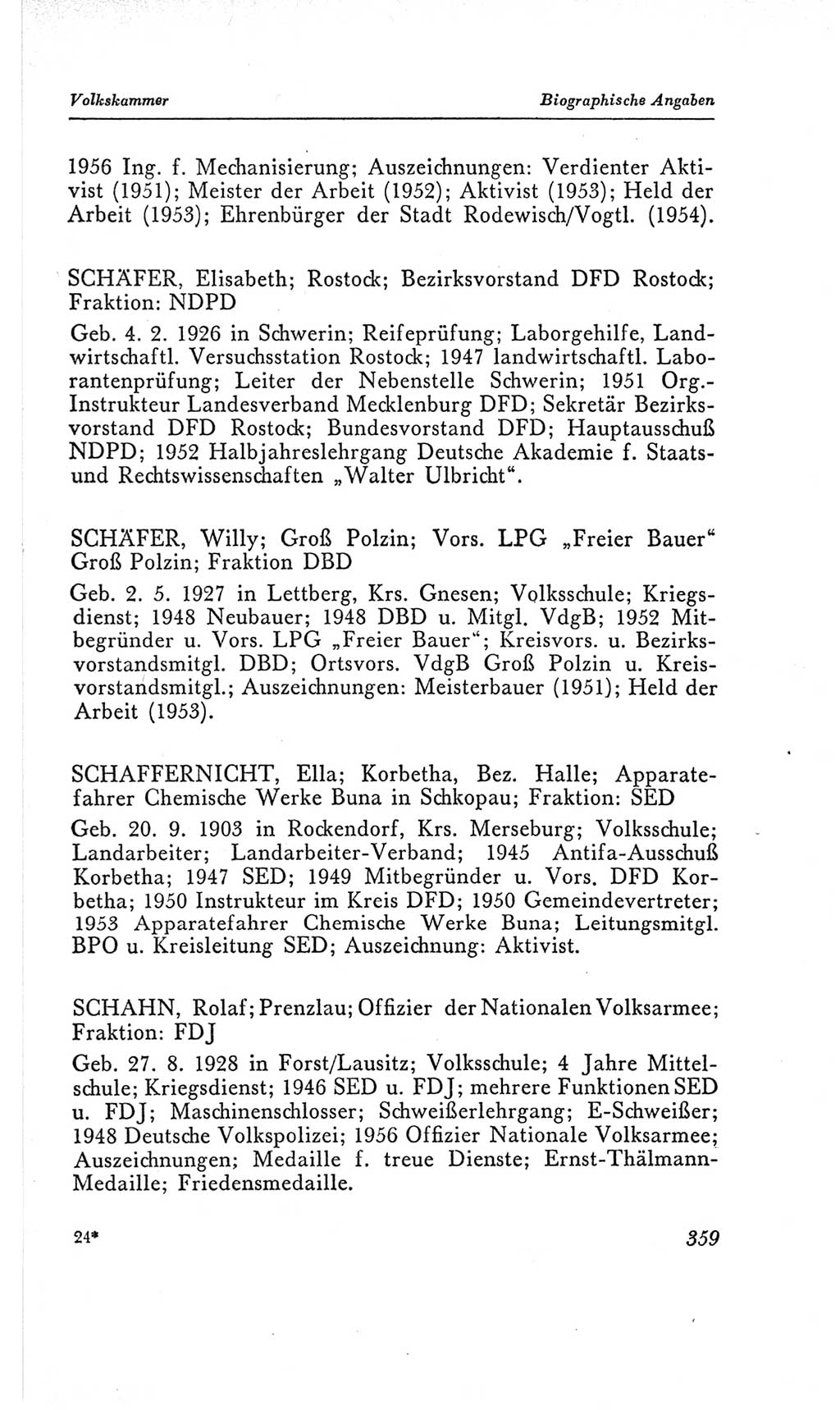 Handbuch der Volkskammer (VK) der Deutschen Demokratischen Republik (DDR), 2. Wahlperiode 1954-1958, Seite 359 (Hdb. VK. DDR, 2. WP. 1954-1958, S. 359)
