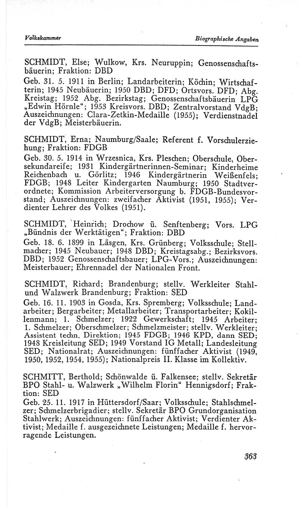 Handbuch der Volkskammer (VK) der Deutschen Demokratischen Republik (DDR), 2. Wahlperiode 1954-1958, Seite 363 (Hdb. VK. DDR, 2. WP. 1954-1958, S. 363)