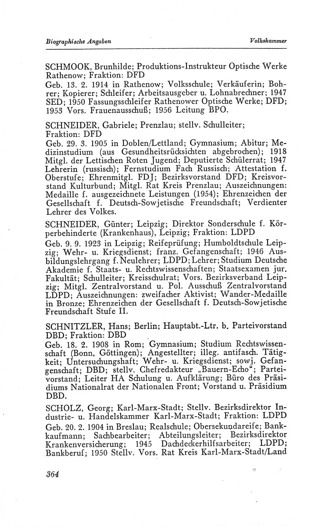 Handbuch der Volkskammer (VK) der Deutschen Demokratischen Republik (DDR), 2. Wahlperiode 1954-1958, Seite 364 (Hdb. VK. DDR, 2. WP. 1954-1958, S. 364)
