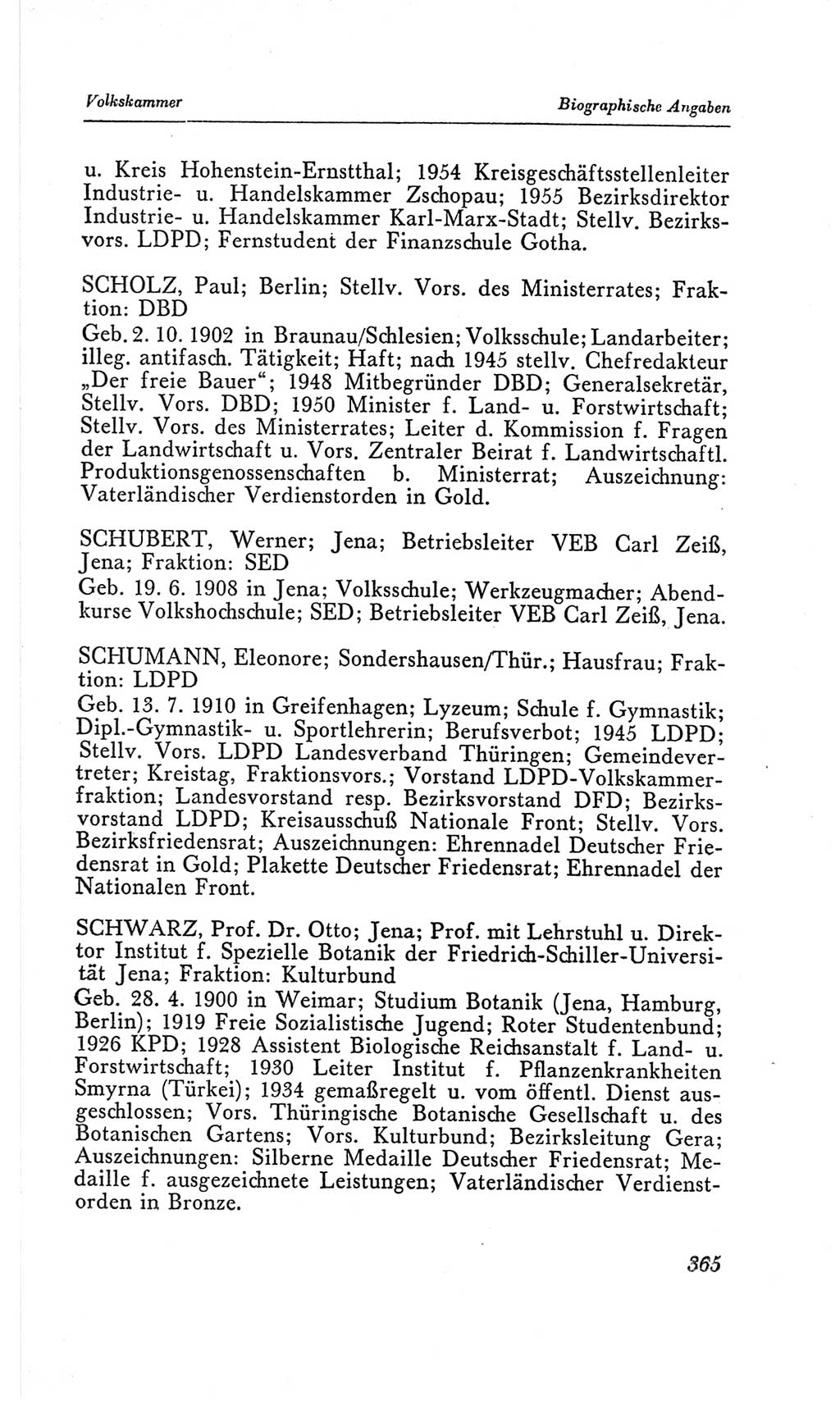 Handbuch der Volkskammer (VK) der Deutschen Demokratischen Republik (DDR), 2. Wahlperiode 1954-1958, Seite 365 (Hdb. VK. DDR, 2. WP. 1954-1958, S. 365)