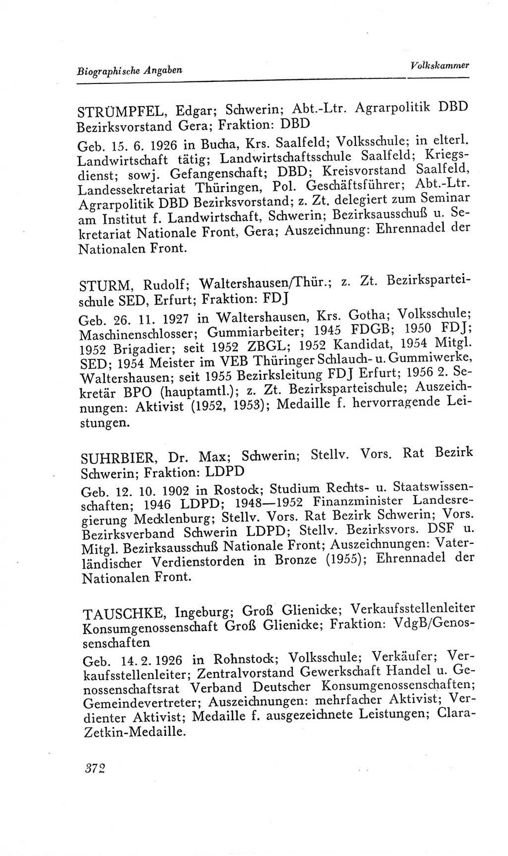 Handbuch der Volkskammer (VK) der Deutschen Demokratischen Republik (DDR), 2. Wahlperiode 1954-1958, Seite 372 (Hdb. VK. DDR, 2. WP. 1954-1958, S. 372)