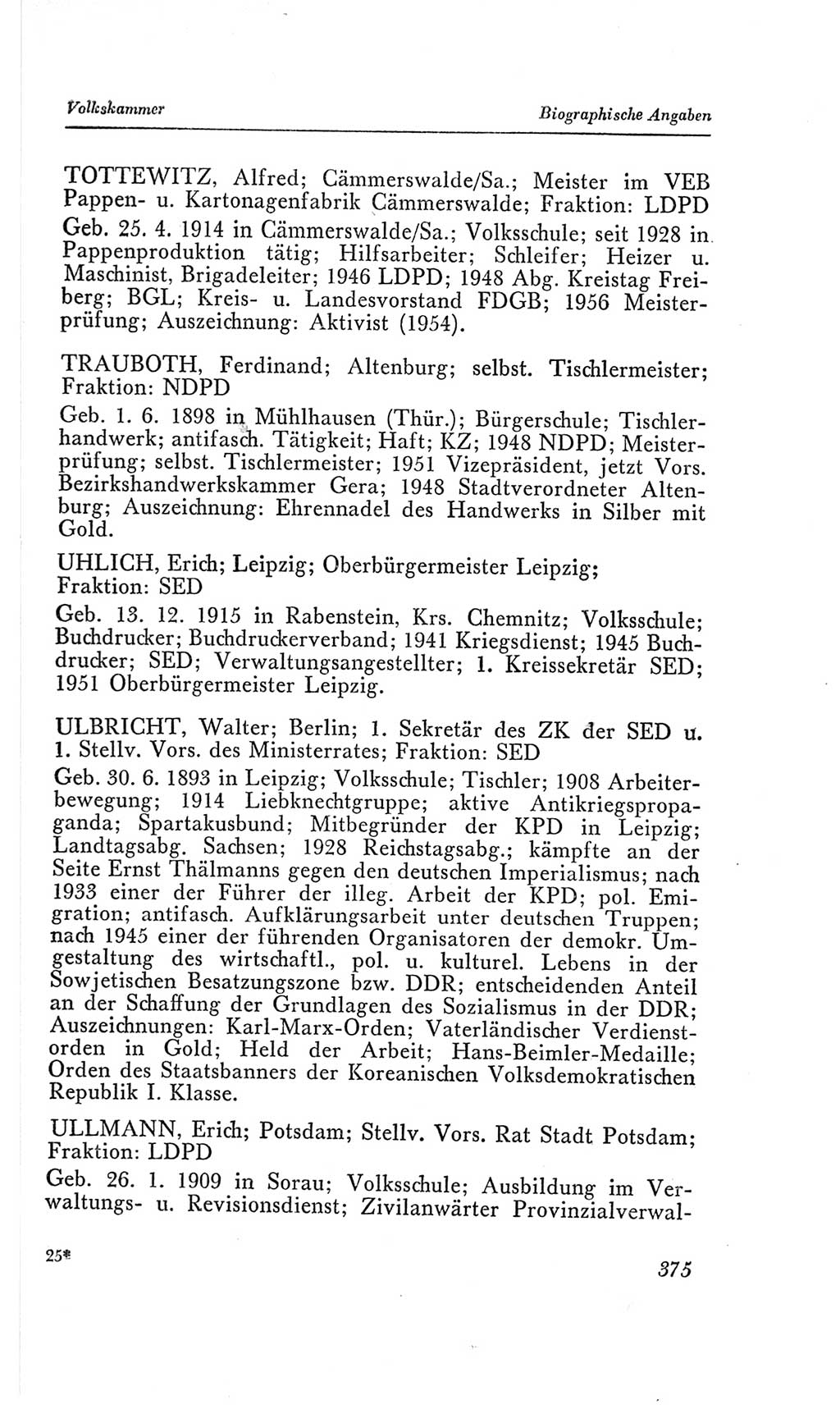 Handbuch der Volkskammer (VK) der Deutschen Demokratischen Republik (DDR), 2. Wahlperiode 1954-1958, Seite 375 (Hdb. VK. DDR, 2. WP. 1954-1958, S. 375)