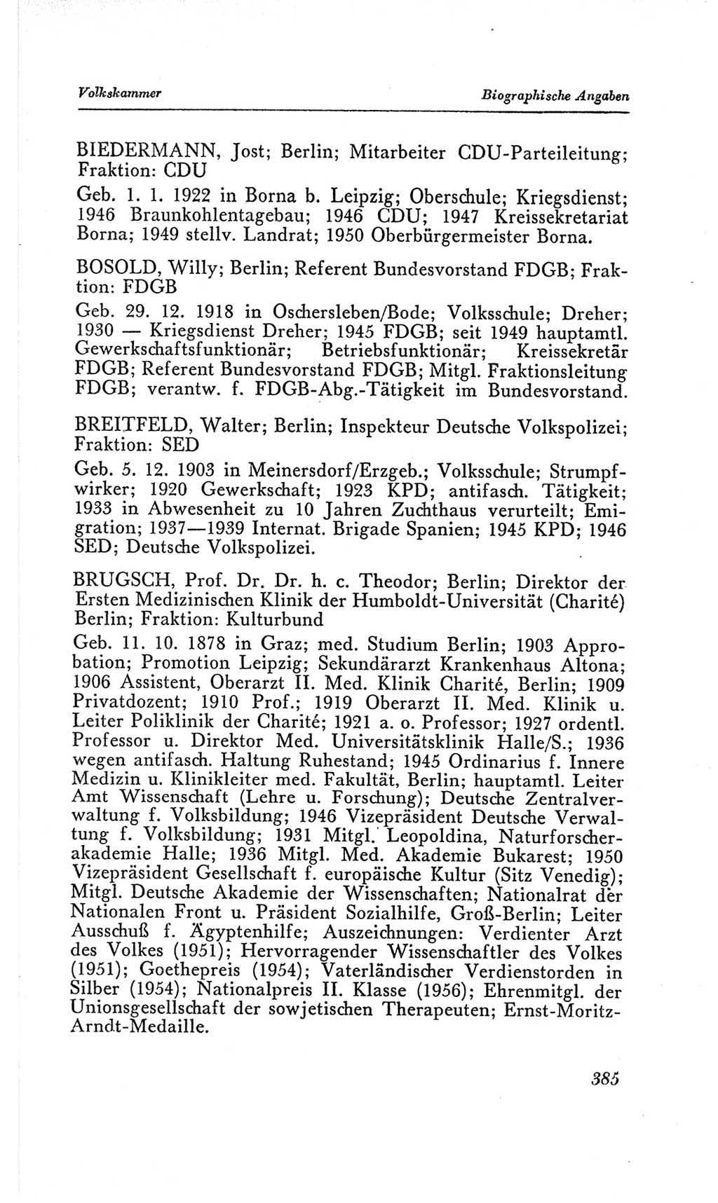 Handbuch der Volkskammer (VK) der Deutschen Demokratischen Republik (DDR), 2. Wahlperiode 1954-1958, Seite 385 (Hdb. VK. DDR, 2. WP. 1954-1958, S. 385)