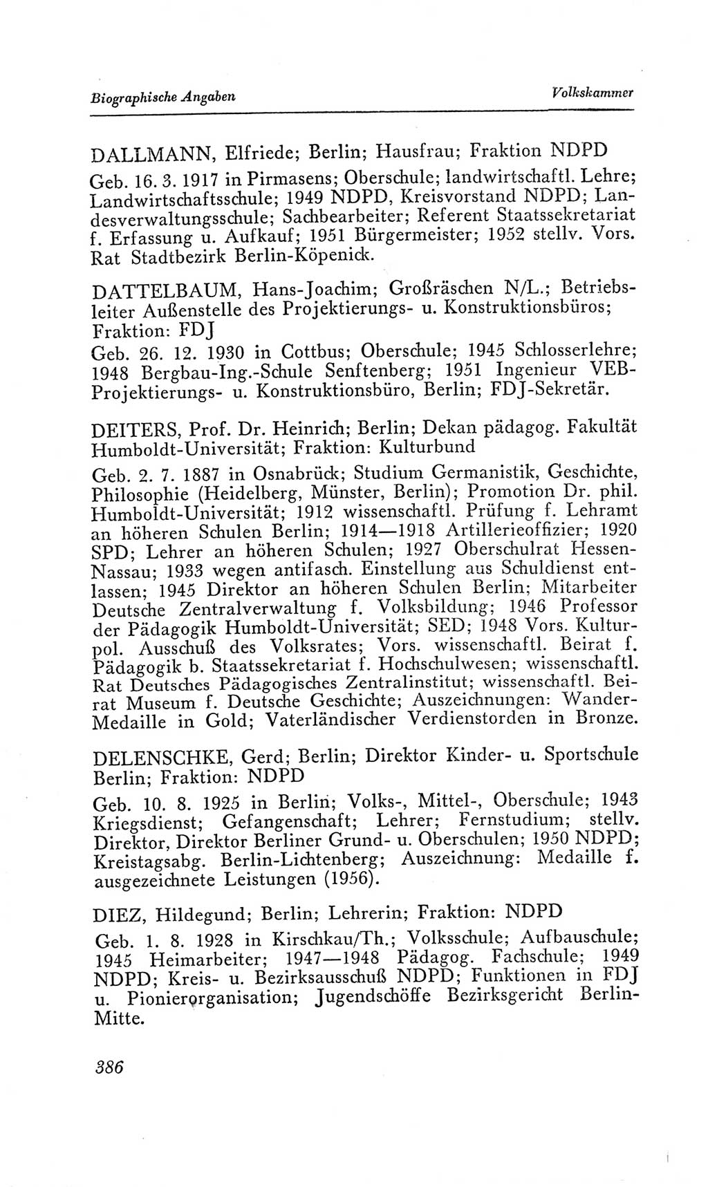 Handbuch der Volkskammer (VK) der Deutschen Demokratischen Republik (DDR), 2. Wahlperiode 1954-1958, Seite 386 (Hdb. VK. DDR, 2. WP. 1954-1958, S. 386)