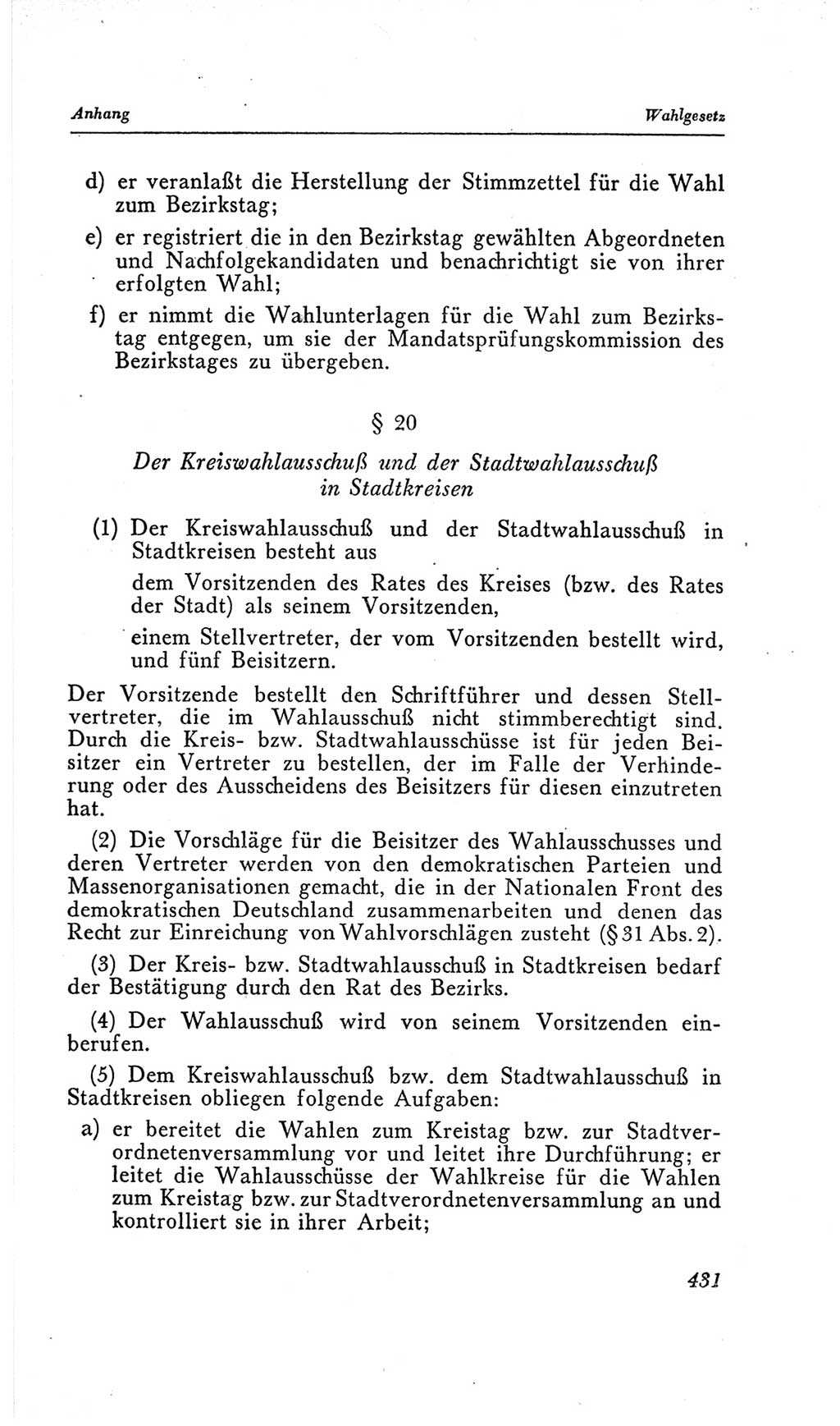 Handbuch der Volkskammer (VK) der Deutschen Demokratischen Republik (DDR), 2. Wahlperiode 1954-1958, Seite 431 (Hdb. VK. DDR, 2. WP. 1954-1958, S. 431)