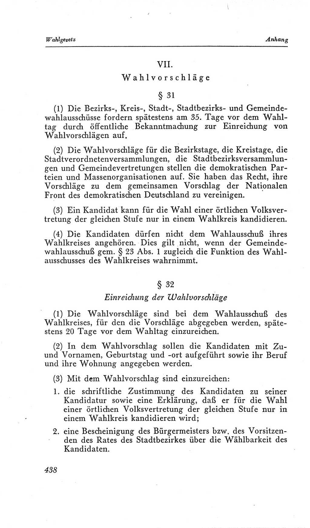Handbuch der Volkskammer (VK) der Deutschen Demokratischen Republik (DDR), 2. Wahlperiode 1954-1958, Seite 438 (Hdb. VK. DDR, 2. WP. 1954-1958, S. 438)