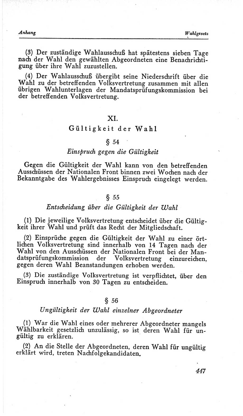 Handbuch der Volkskammer (VK) der Deutschen Demokratischen Republik (DDR), 2. Wahlperiode 1954-1958, Seite 447 (Hdb. VK. DDR, 2. WP. 1954-1958, S. 447)