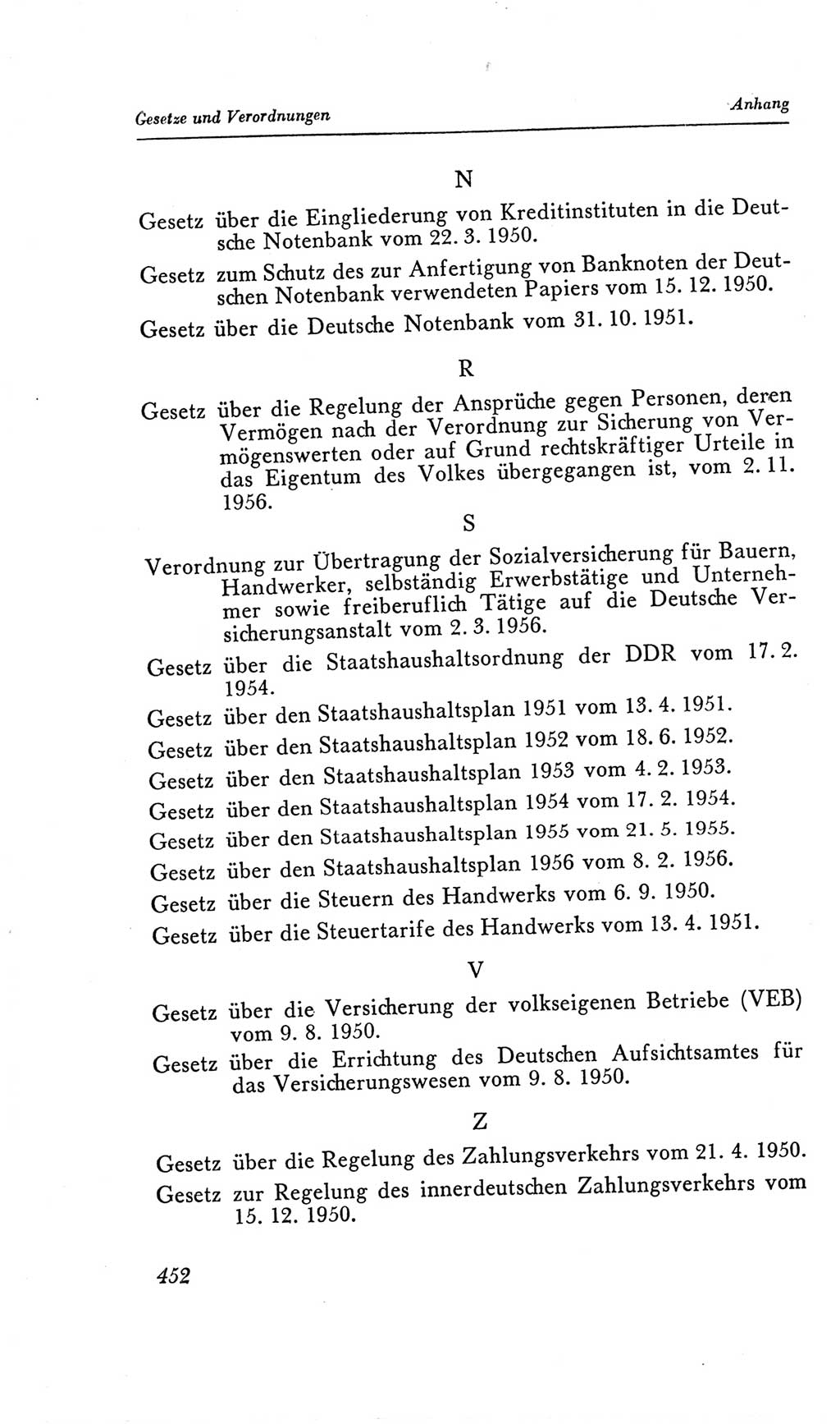 Handbuch der Volkskammer (VK) der Deutschen Demokratischen Republik (DDR), 2. Wahlperiode 1954-1958, Seite 452 (Hdb. VK. DDR, 2. WP. 1954-1958, S. 452)