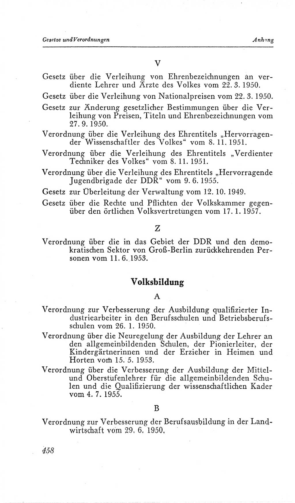 Handbuch der Volkskammer (VK) der Deutschen Demokratischen Republik (DDR), 2. Wahlperiode 1954-1958, Seite 458 (Hdb. VK. DDR, 2. WP. 1954-1958, S. 458)