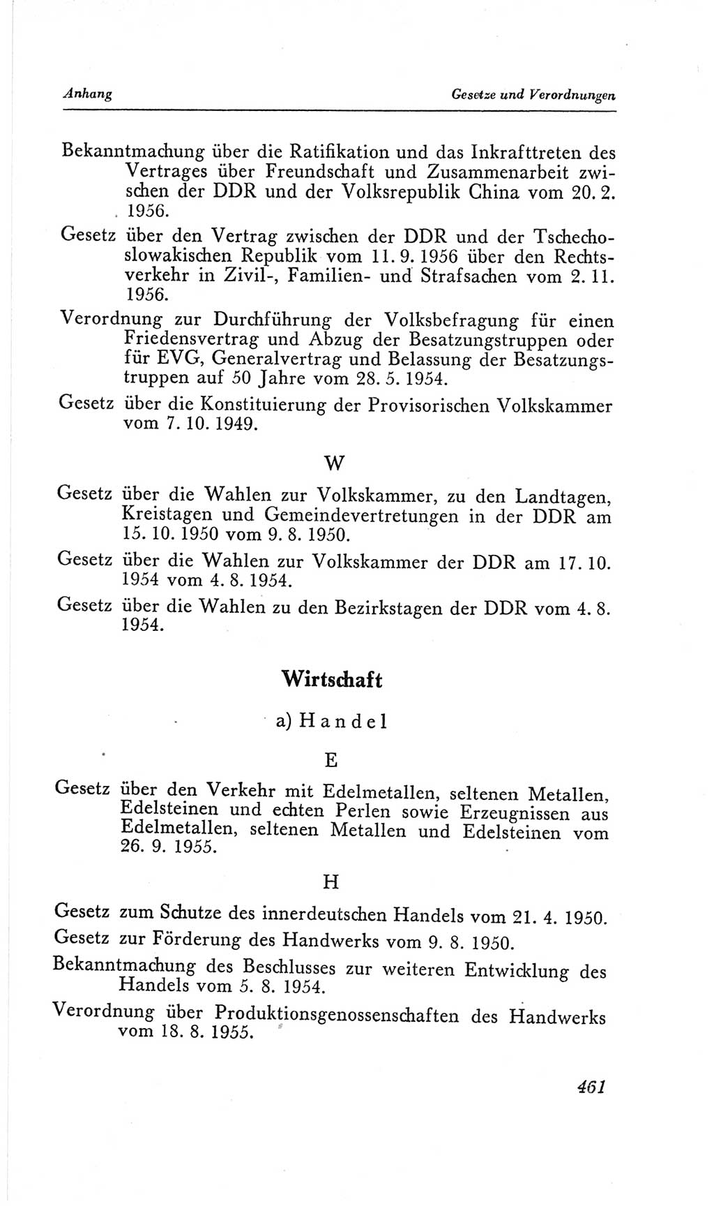 Handbuch der Volkskammer (VK) der Deutschen Demokratischen Republik (DDR), 2. Wahlperiode 1954-1958, Seite 461 (Hdb. VK. DDR, 2. WP. 1954-1958, S. 461)