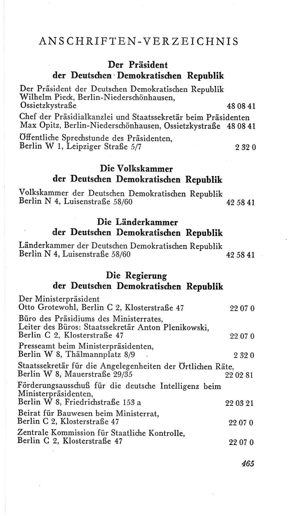 Handbuch der Volkskammer (VK) der Deutschen Demokratischen Republik (DDR), 2. Wahlperiode 1954-1958, Seite 465 (Hdb. VK. DDR, 2. WP. 1954-1958, S. 465)