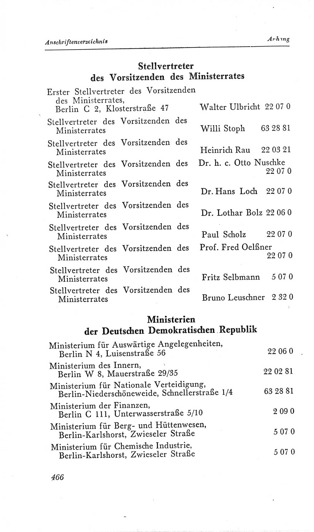 Handbuch der Volkskammer (VK) der Deutschen Demokratischen Republik (DDR), 2. Wahlperiode 1954-1958, Seite 466 (Hdb. VK. DDR, 2. WP. 1954-1958, S. 466)