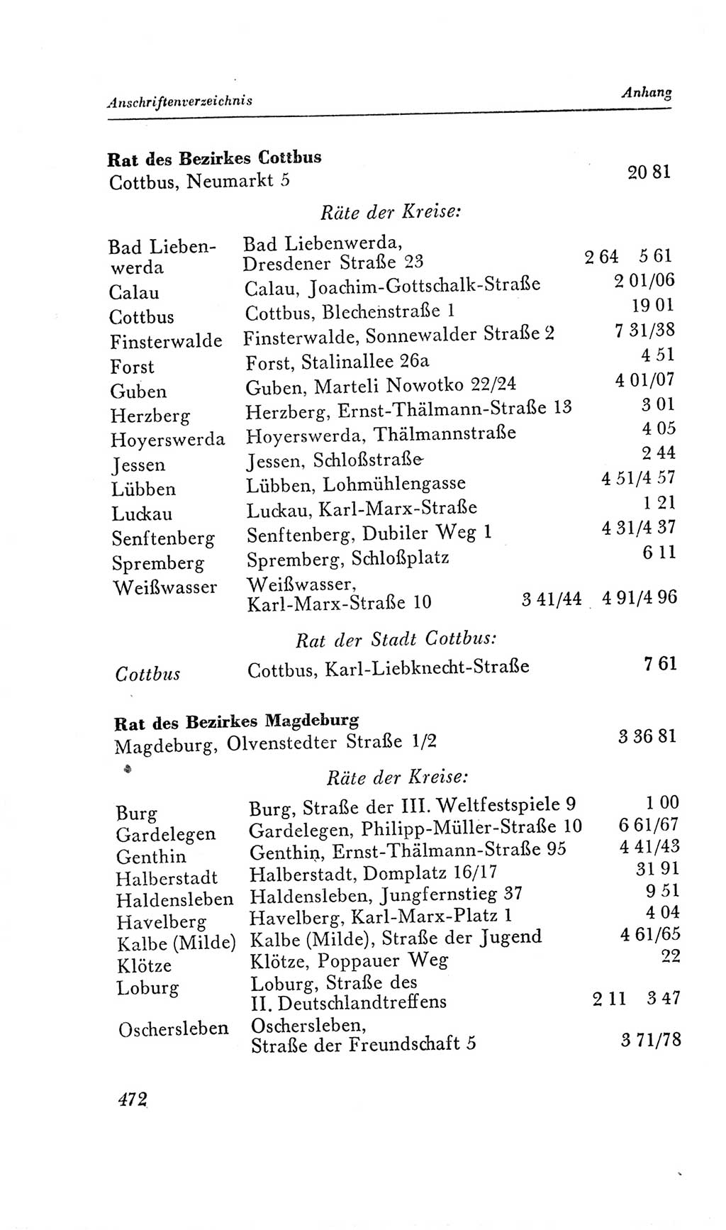 Handbuch der Volkskammer (VK) der Deutschen Demokratischen Republik (DDR), 2. Wahlperiode 1954-1958, Seite 472 (Hdb. VK. DDR, 2. WP. 1954-1958, S. 472)