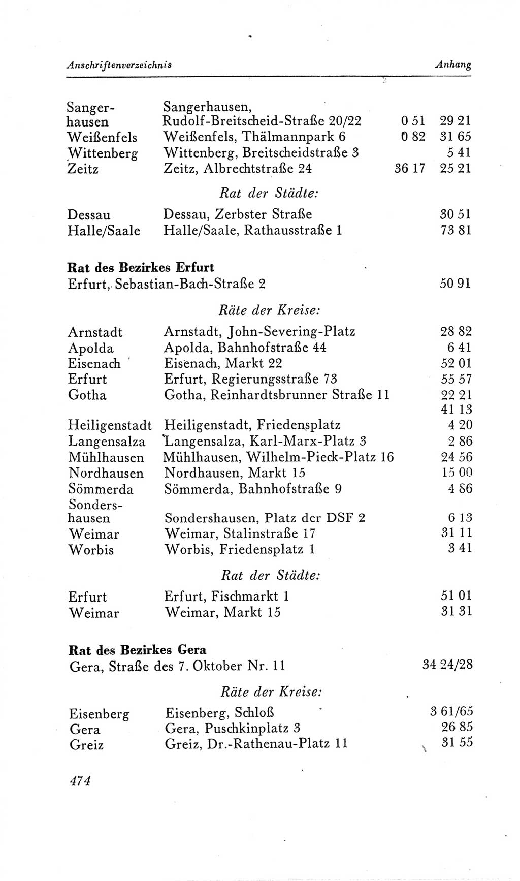 Handbuch der Volkskammer (VK) der Deutschen Demokratischen Republik (DDR), 2. Wahlperiode 1954-1958, Seite 474 (Hdb. VK. DDR, 2. WP. 1954-1958, S. 474)