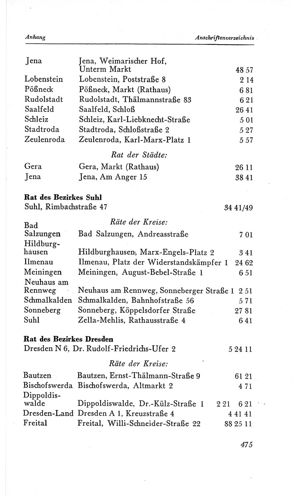 Handbuch der Volkskammer (VK) der Deutschen Demokratischen Republik (DDR), 2. Wahlperiode 1954-1958, Seite 475 (Hdb. VK. DDR, 2. WP. 1954-1958, S. 475)