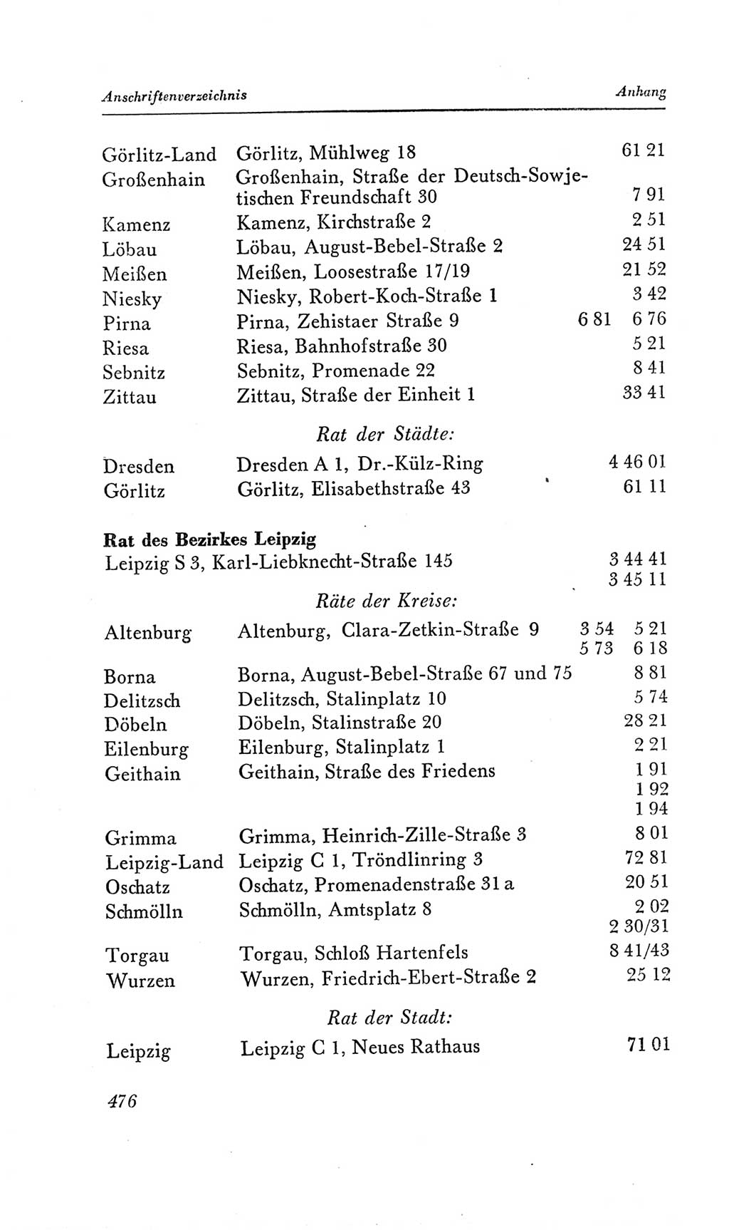 Handbuch der Volkskammer (VK) der Deutschen Demokratischen Republik (DDR), 2. Wahlperiode 1954-1958, Seite 476 (Hdb. VK. DDR, 2. WP. 1954-1958, S. 476)