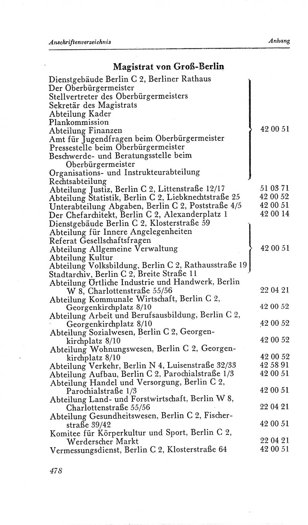 Handbuch der Volkskammer (VK) der Deutschen Demokratischen Republik (DDR), 2. Wahlperiode 1954-1958, Seite 478 (Hdb. VK. DDR, 2. WP. 1954-1958, S. 478)