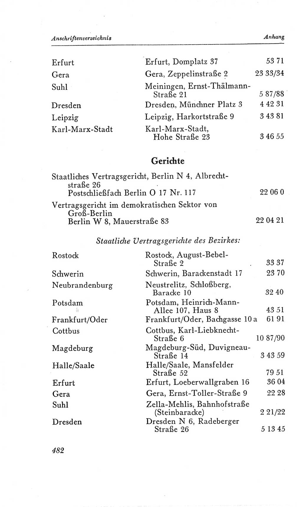 Handbuch der Volkskammer (VK) der Deutschen Demokratischen Republik (DDR), 2. Wahlperiode 1954-1958, Seite 482 (Hdb. VK. DDR, 2. WP. 1954-1958, S. 482)