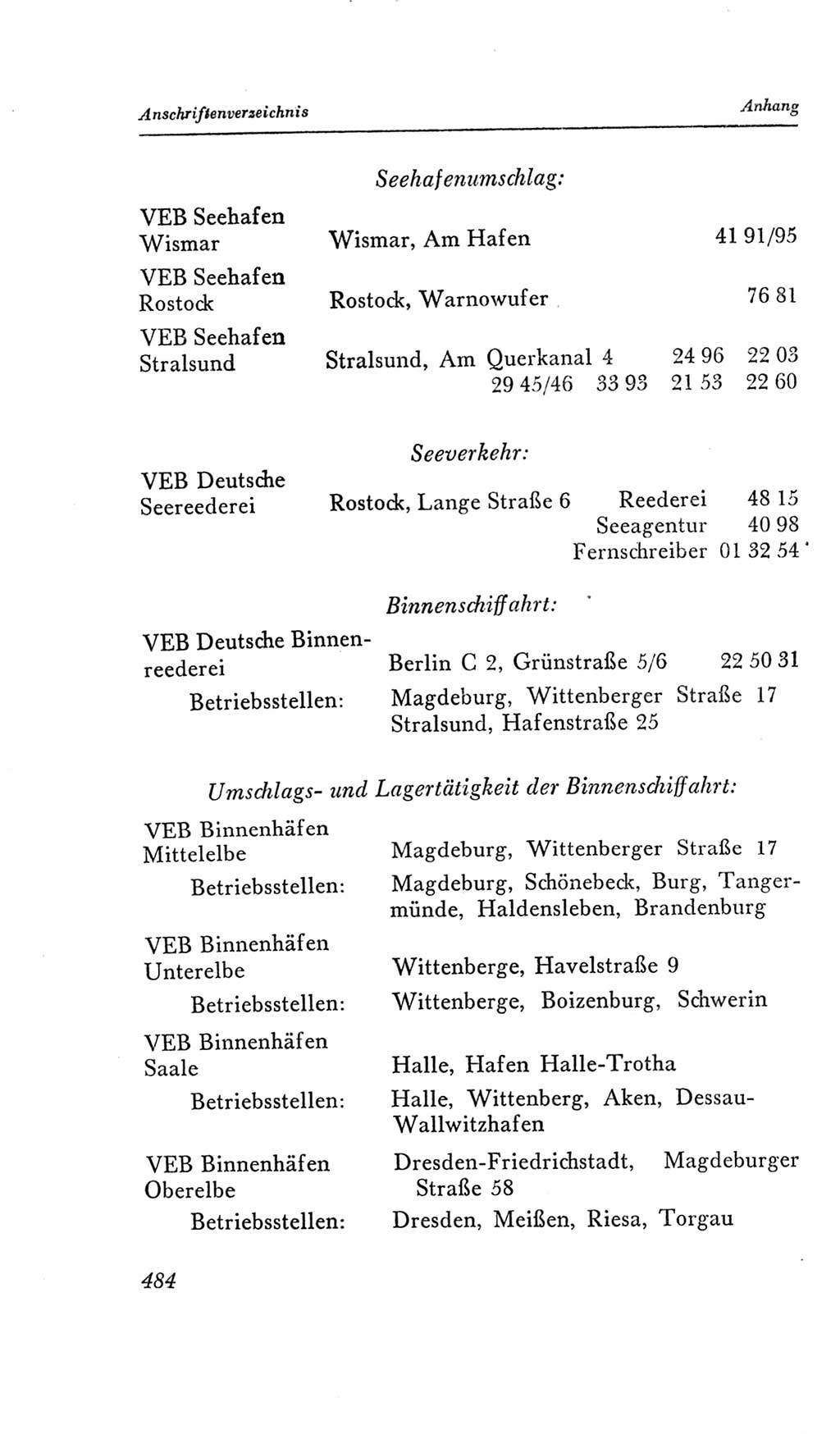 Handbuch der Volkskammer (VK) der Deutschen Demokratischen Republik (DDR), 2. Wahlperiode 1954-1958, Seite 484 (Hdb. VK. DDR, 2. WP. 1954-1958, S. 484)