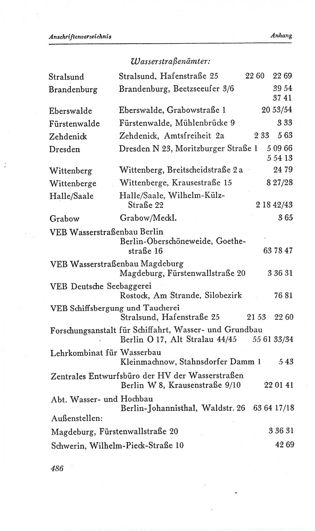 Handbuch der Volkskammer (VK) der Deutschen Demokratischen Republik (DDR), 2. Wahlperiode 1954-1958, Seite 486 (Hdb. VK. DDR, 2. WP. 1954-1958, S. 486)