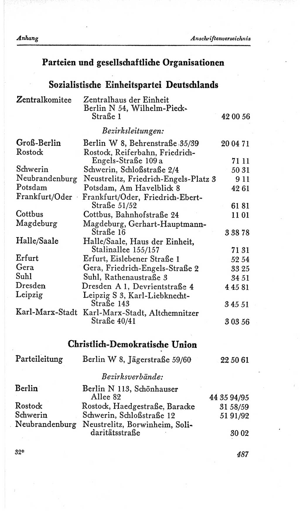 Handbuch der Volkskammer (VK) der Deutschen Demokratischen Republik (DDR), 2. Wahlperiode 1954-1958, Seite 487 (Hdb. VK. DDR, 2. WP. 1954-1958, S. 487)