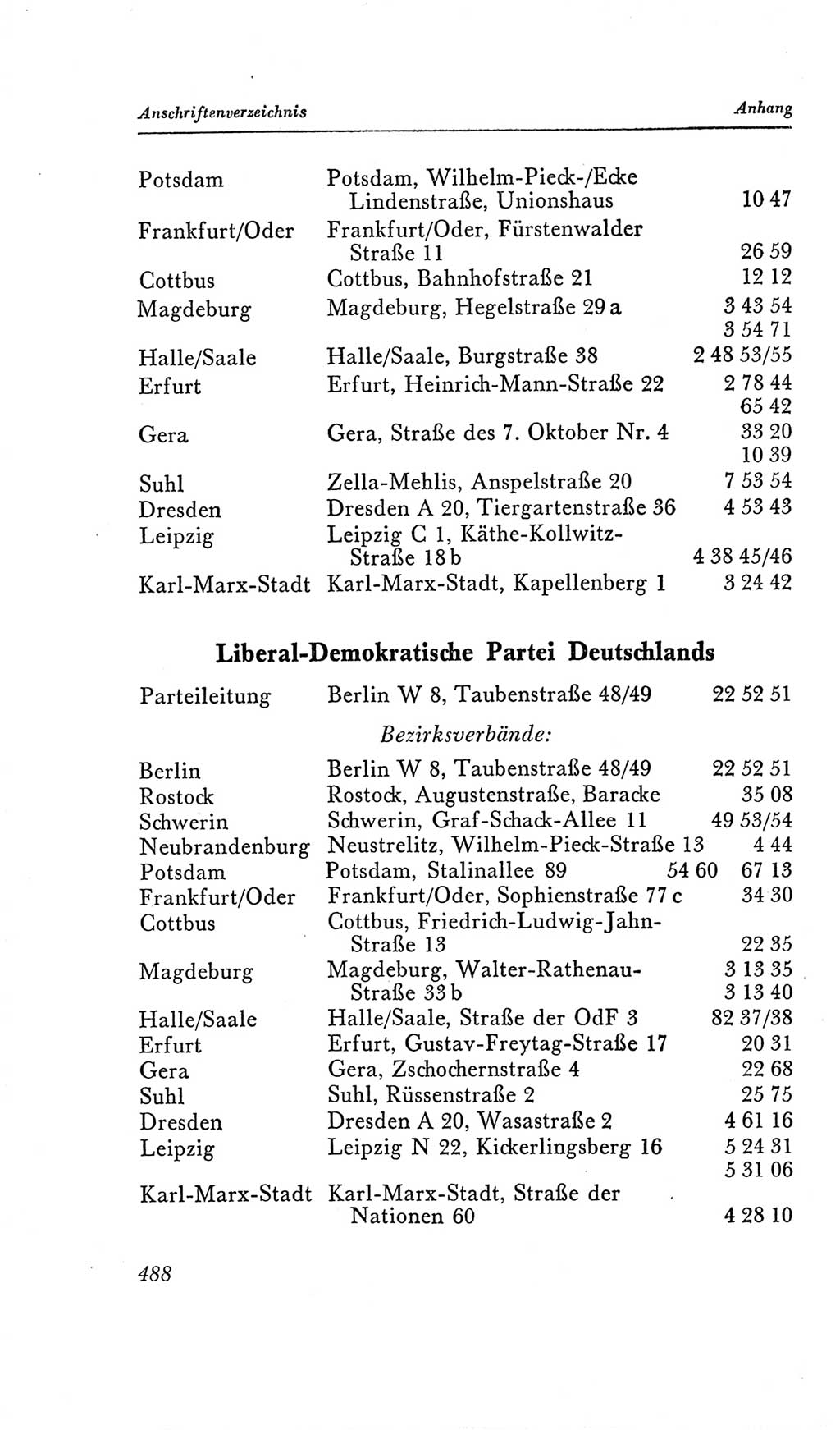 Handbuch der Volkskammer (VK) der Deutschen Demokratischen Republik (DDR), 2. Wahlperiode 1954-1958, Seite 488 (Hdb. VK. DDR, 2. WP. 1954-1958, S. 488)