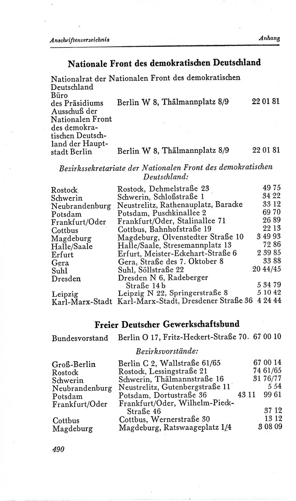 Handbuch der Volkskammer (VK) der Deutschen Demokratischen Republik (DDR), 2. Wahlperiode 1954-1958, Seite 490 (Hdb. VK. DDR, 2. WP. 1954-1958, S. 490)