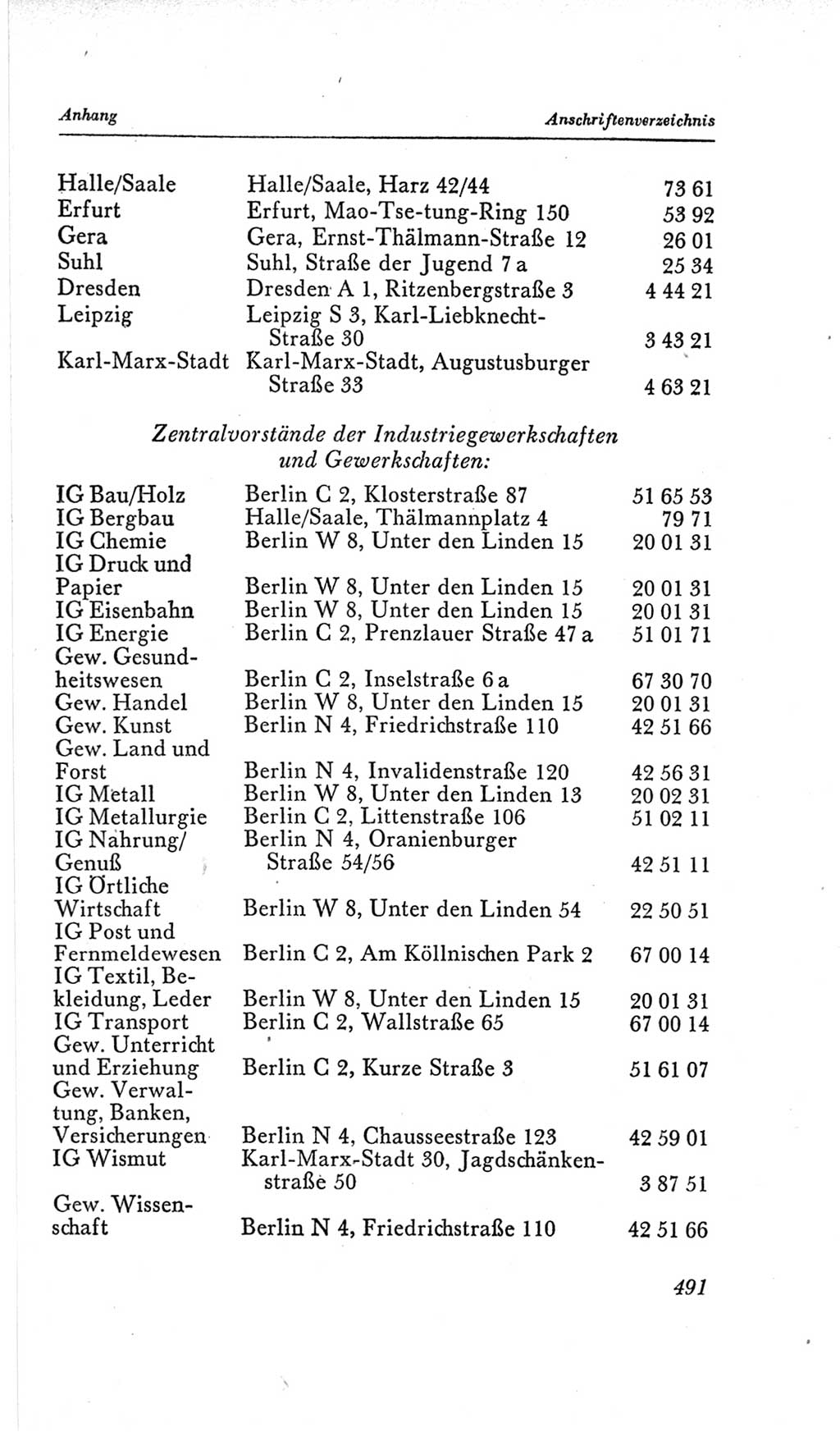 Handbuch der Volkskammer (VK) der Deutschen Demokratischen Republik (DDR), 2. Wahlperiode 1954-1958, Seite 491 (Hdb. VK. DDR, 2. WP. 1954-1958, S. 491)