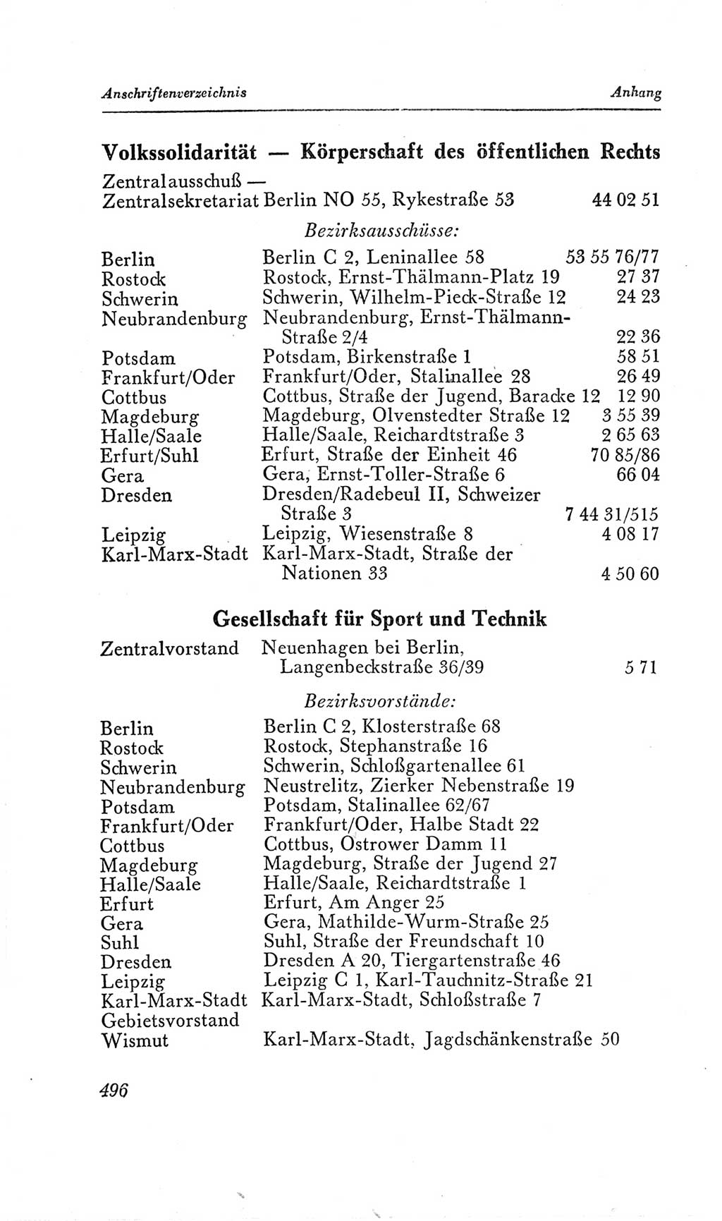 Handbuch der Volkskammer (VK) der Deutschen Demokratischen Republik (DDR), 2. Wahlperiode 1954-1958, Seite 496 (Hdb. VK. DDR, 2. WP. 1954-1958, S. 496)
