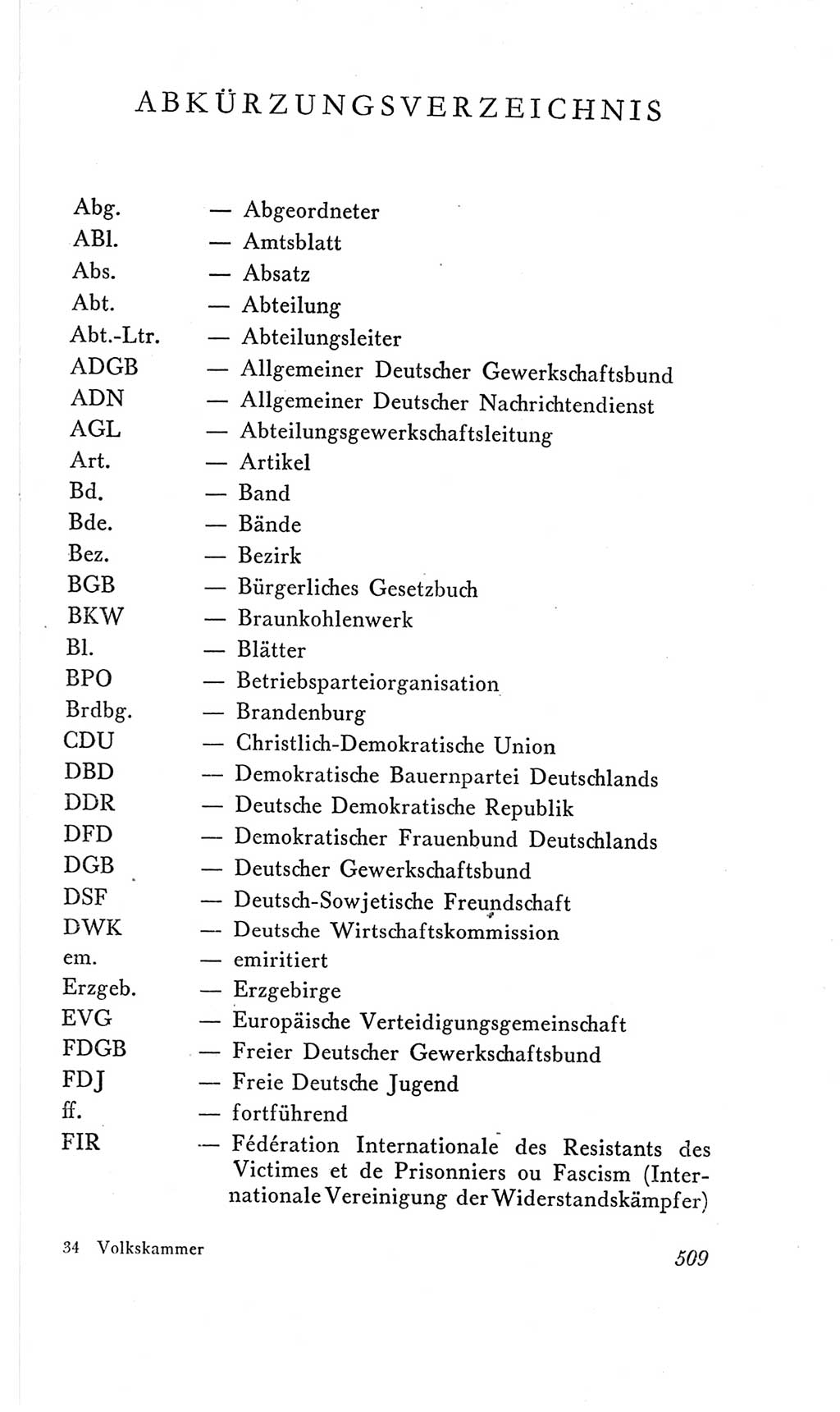 Handbuch der Volkskammer (VK) der Deutschen Demokratischen Republik (DDR), 2. Wahlperiode 1954-1958, Seite 509 (Hdb. VK. DDR, 2. WP. 1954-1958, S. 509)