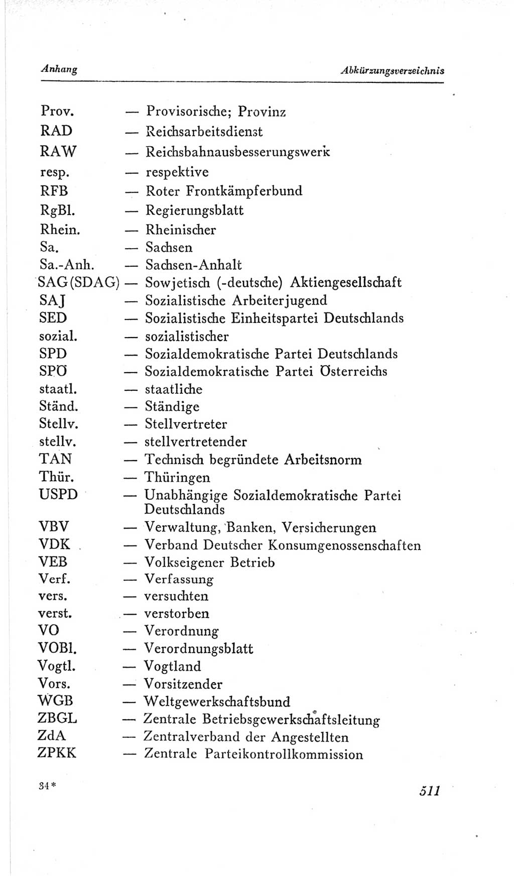 Handbuch der Volkskammer (VK) der Deutschen Demokratischen Republik (DDR), 2. Wahlperiode 1954-1958, Seite 511 (Hdb. VK. DDR, 2. WP. 1954-1958, S. 511)