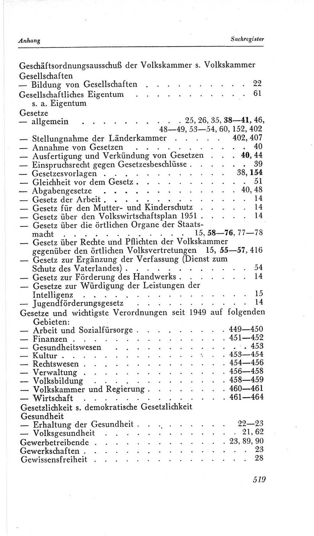 Handbuch der Volkskammer (VK) der Deutschen Demokratischen Republik (DDR), 2. Wahlperiode 1954-1958, Seite 519 (Hdb. VK. DDR, 2. WP. 1954-1958, S. 519)