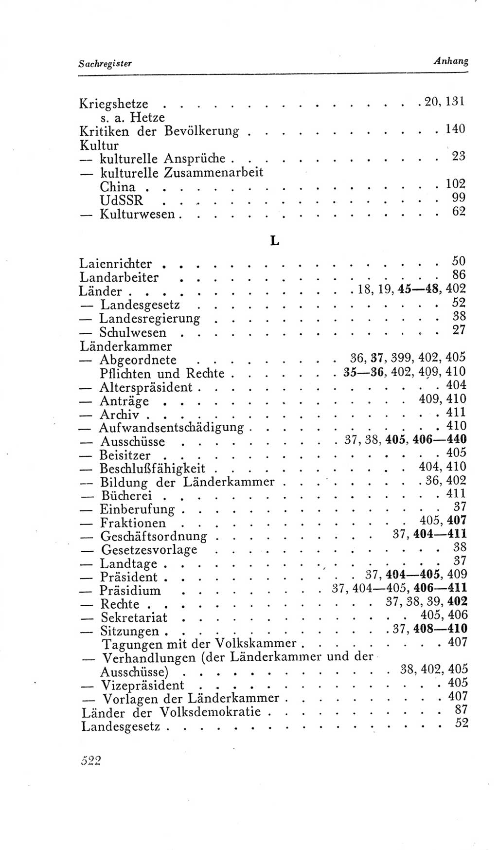 Handbuch der Volkskammer (VK) der Deutschen Demokratischen Republik (DDR), 2. Wahlperiode 1954-1958, Seite 522 (Hdb. VK. DDR, 2. WP. 1954-1958, S. 522)