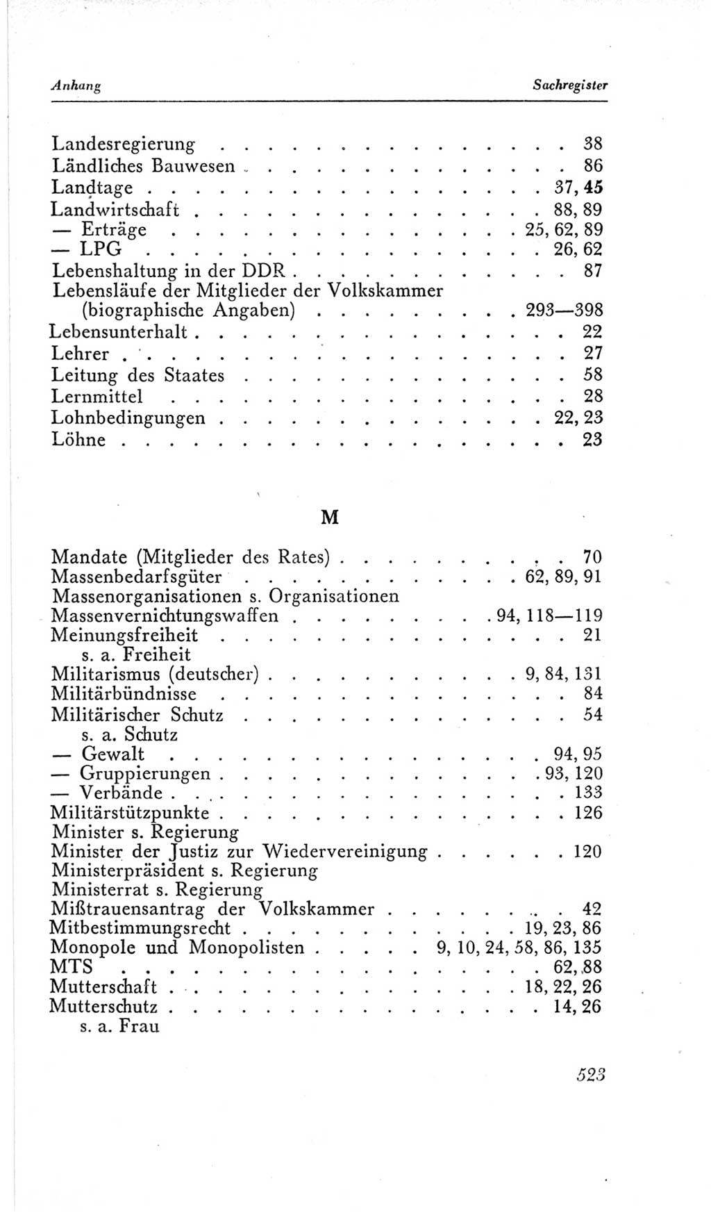 Handbuch der Volkskammer (VK) der Deutschen Demokratischen Republik (DDR), 2. Wahlperiode 1954-1958, Seite 523 (Hdb. VK. DDR, 2. WP. 1954-1958, S. 523)