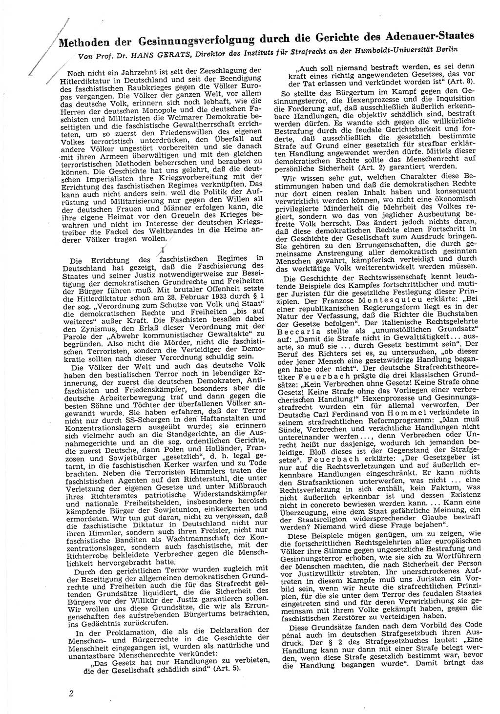 Neue Justiz (NJ), Zeitschrift für Recht und Rechtswissenschaft [Deutsche Demokratische Republik (DDR)], 8. Jahrgang 1954, Seite 2 (NJ DDR 1954, S. 2)