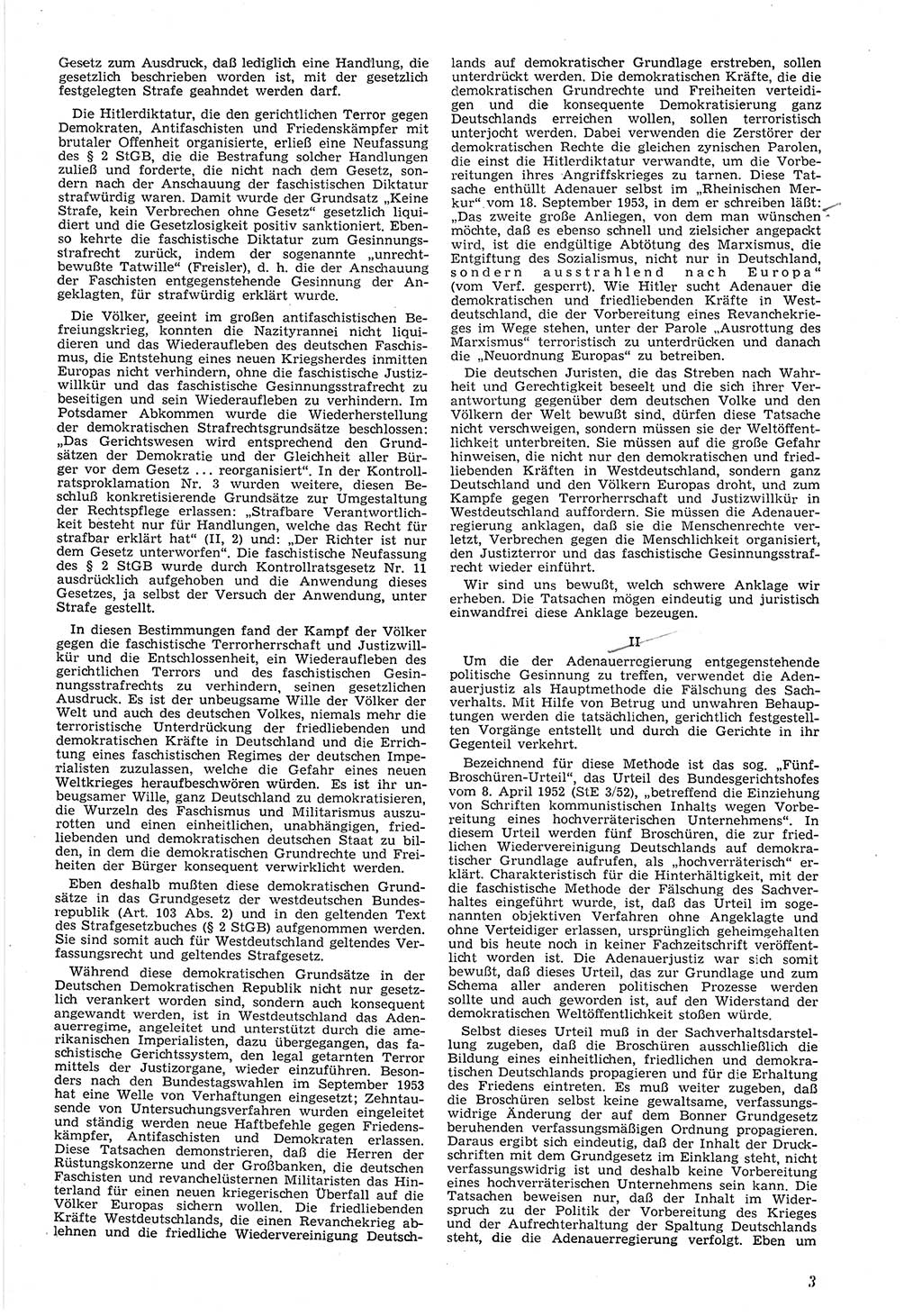 Neue Justiz (NJ), Zeitschrift für Recht und Rechtswissenschaft [Deutsche Demokratische Republik (DDR)], 8. Jahrgang 1954, Seite 3 (NJ DDR 1954, S. 3)