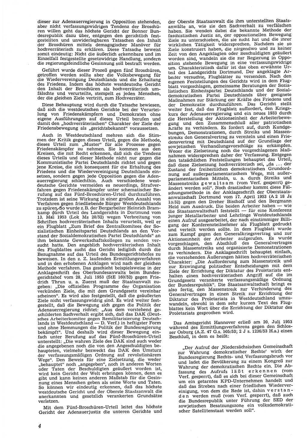 Neue Justiz (NJ), Zeitschrift für Recht und Rechtswissenschaft [Deutsche Demokratische Republik (DDR)], 8. Jahrgang 1954, Seite 4 (NJ DDR 1954, S. 4)