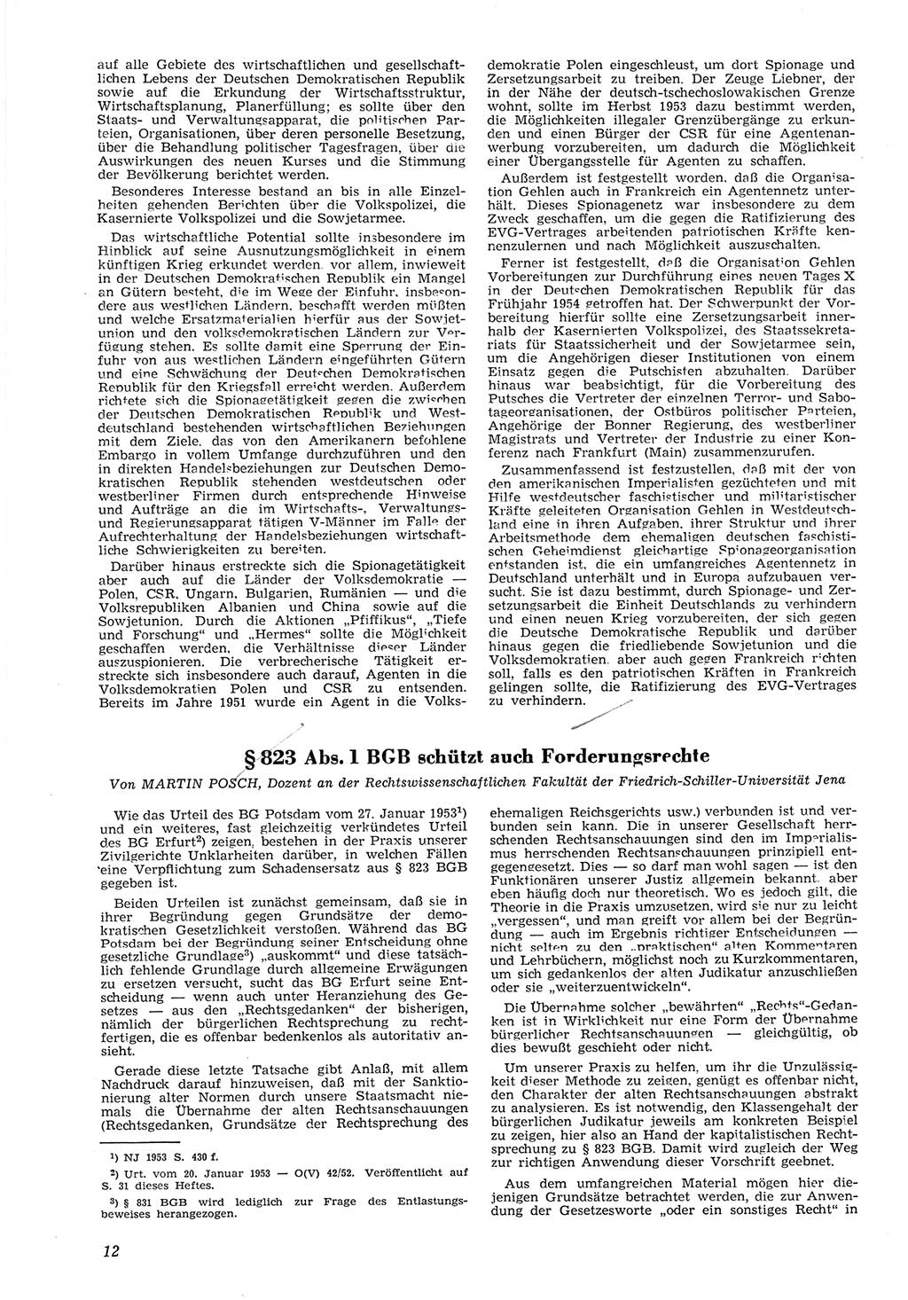 Neue Justiz (NJ), Zeitschrift für Recht und Rechtswissenschaft [Deutsche Demokratische Republik (DDR)], 8. Jahrgang 1954, Seite 12 (NJ DDR 1954, S. 12)