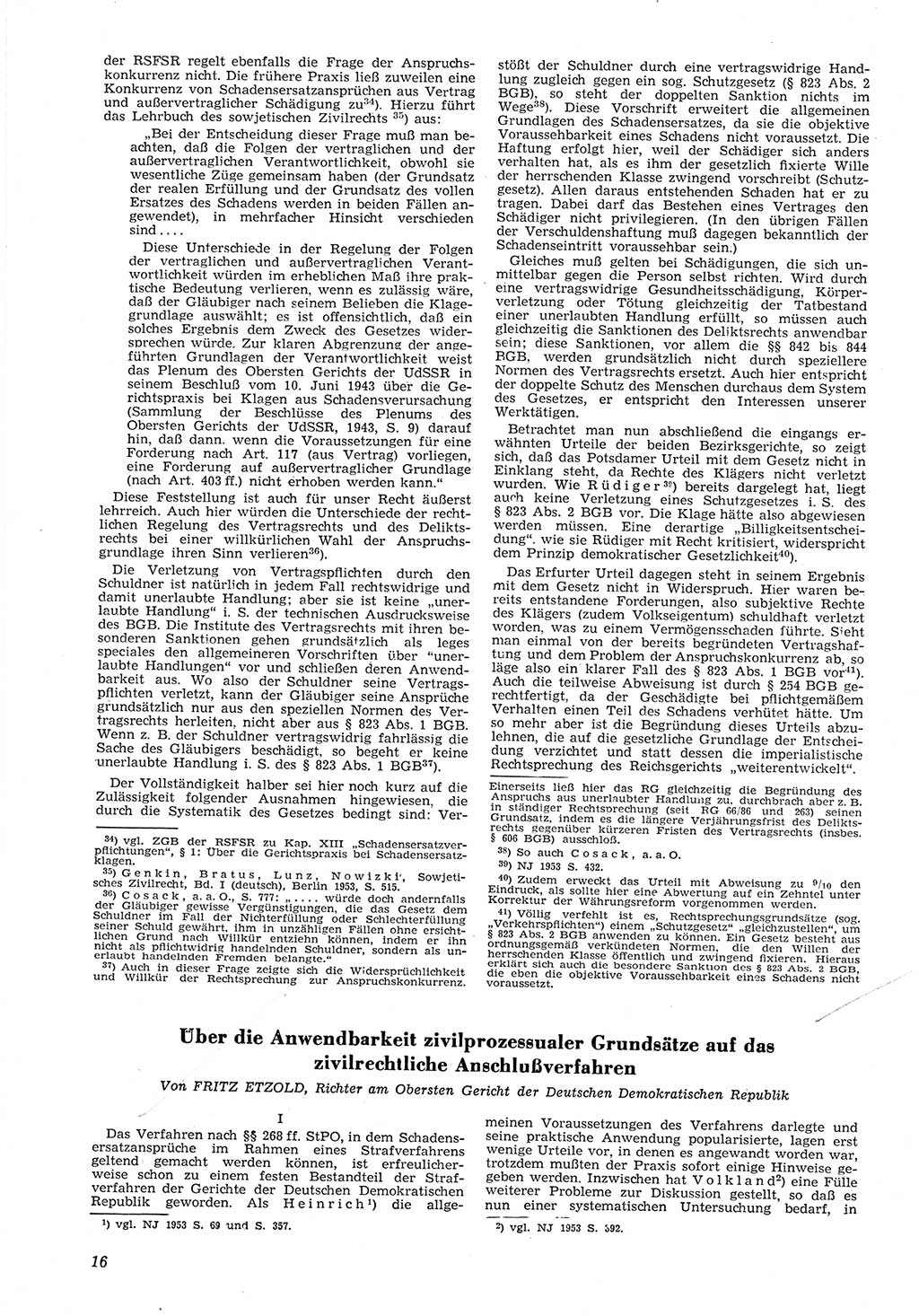 Neue Justiz (NJ), Zeitschrift für Recht und Rechtswissenschaft [Deutsche Demokratische Republik (DDR)], 8. Jahrgang 1954, Seite 16 (NJ DDR 1954, S. 16)