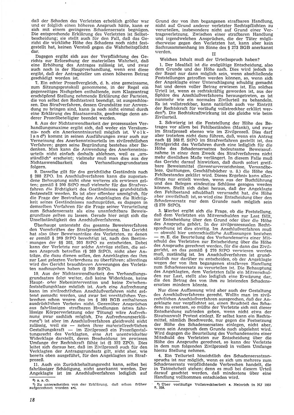 Neue Justiz (NJ), Zeitschrift für Recht und Rechtswissenschaft [Deutsche Demokratische Republik (DDR)], 8. Jahrgang 1954, Seite 18 (NJ DDR 1954, S. 18)