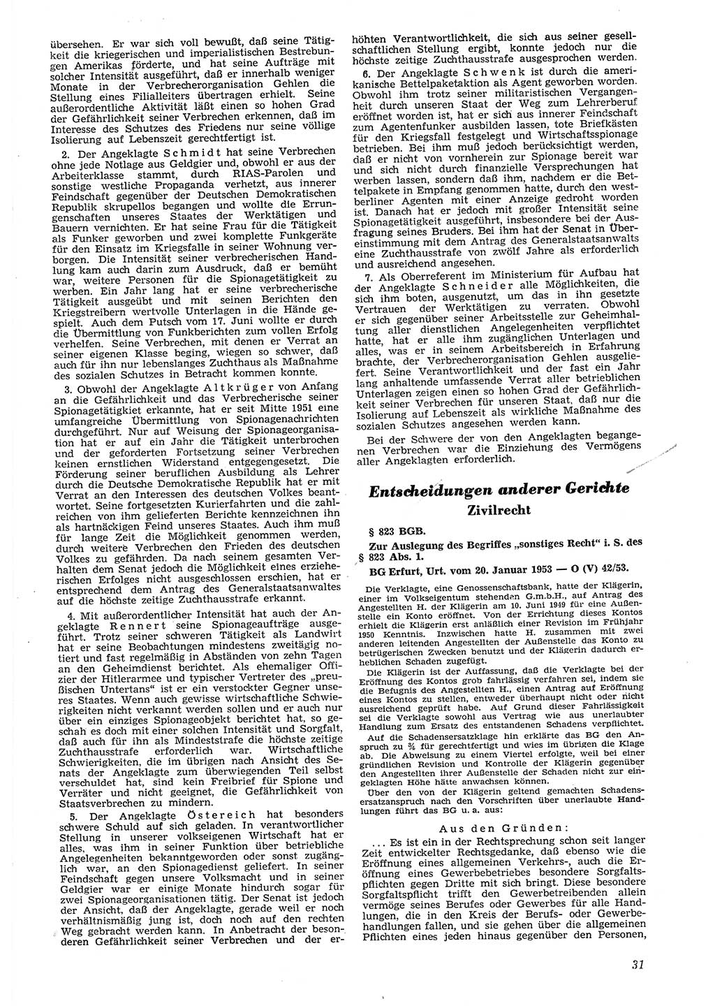 Neue Justiz (NJ), Zeitschrift für Recht und Rechtswissenschaft [Deutsche Demokratische Republik (DDR)], 8. Jahrgang 1954, Seite 31 (NJ DDR 1954, S. 31)